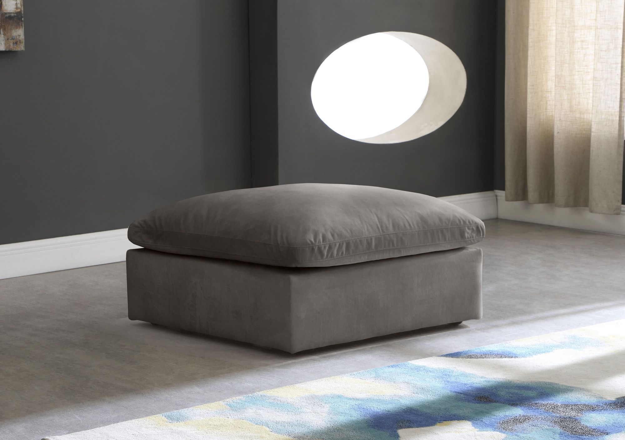 Cozy Velvet Modular Fiber Filled Comfort Overstuffed Ottoman