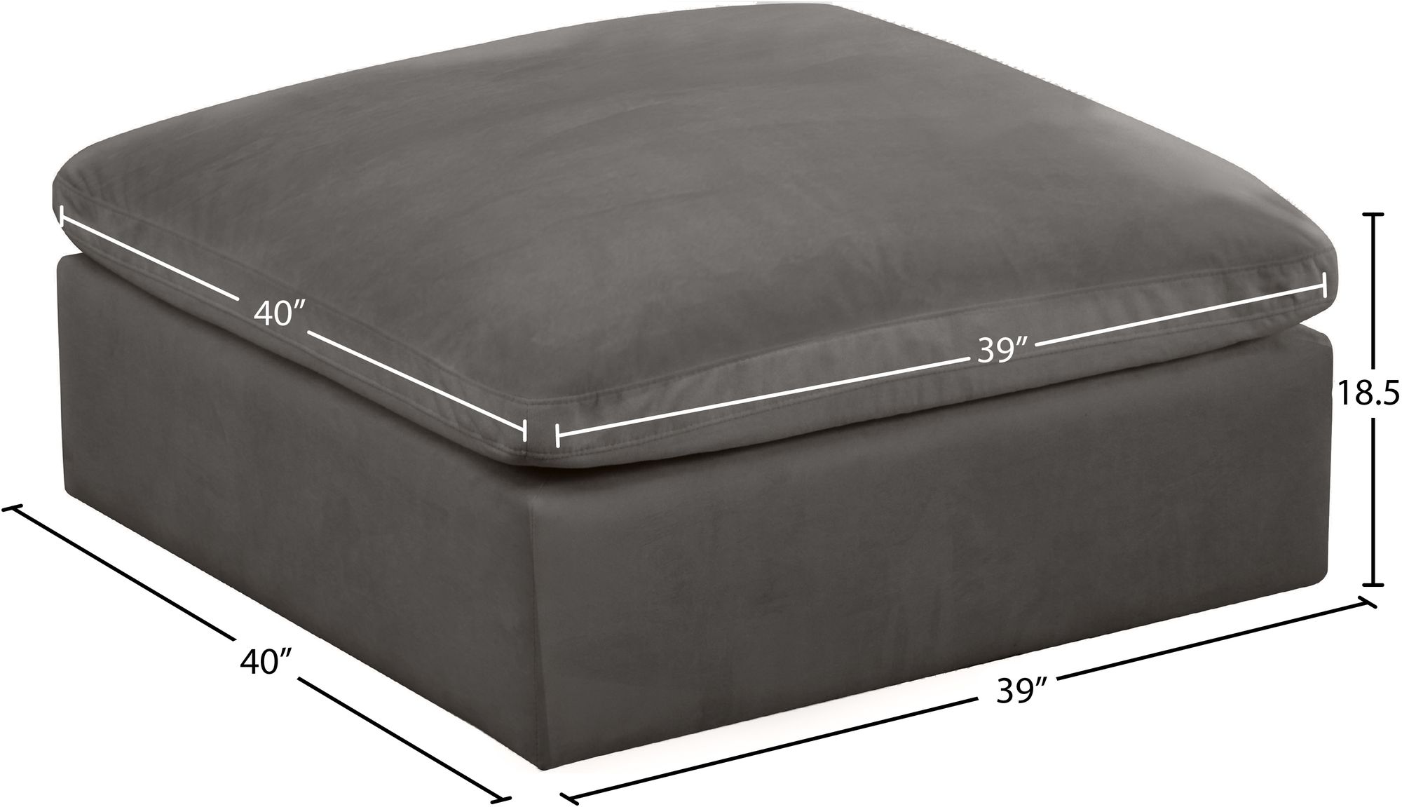 Cozy Velvet Modular Fiber Filled Comfort Overstuffed Ottoman