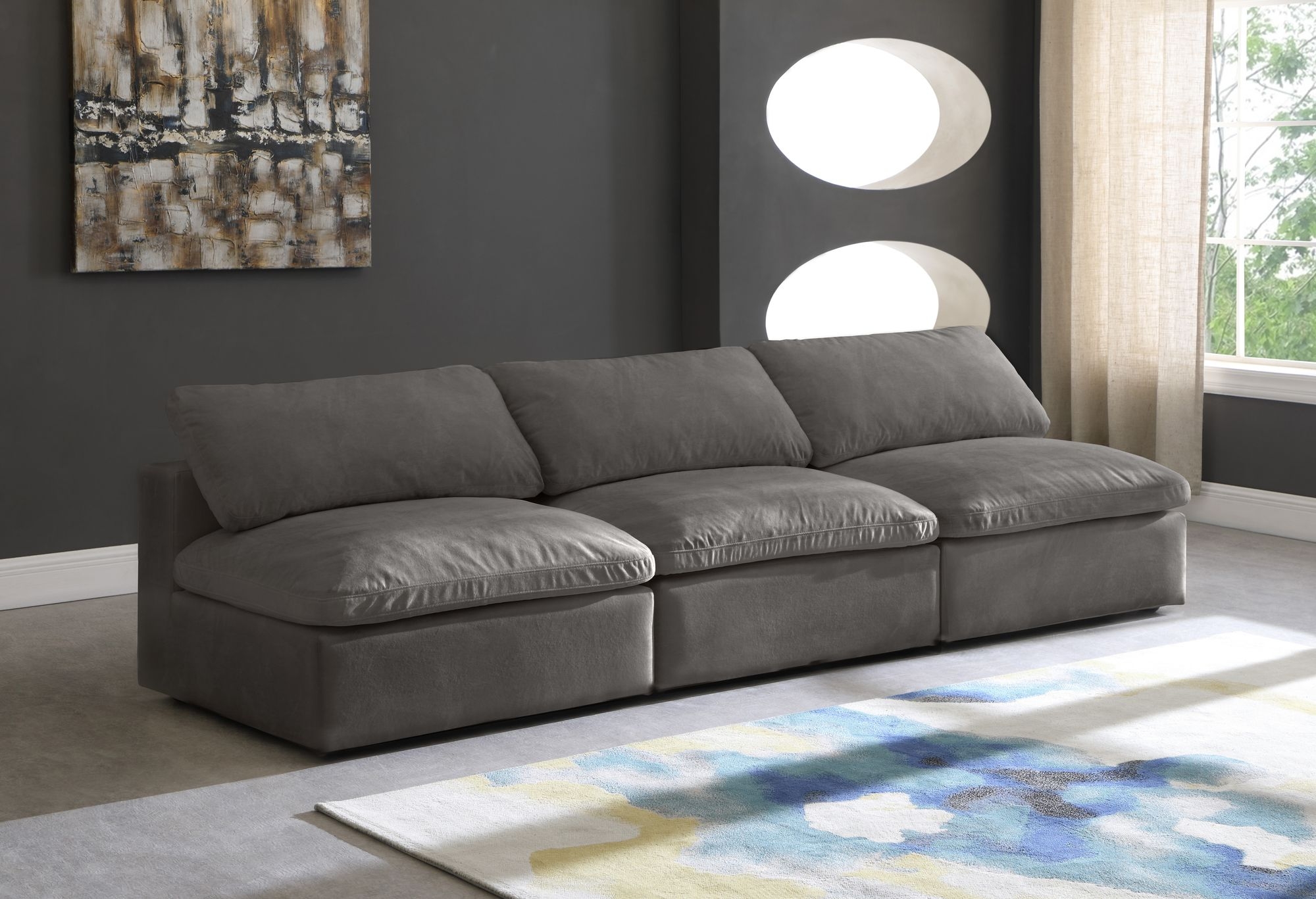 Cozy 117" Armless Velvet Comfort Modular Sofa