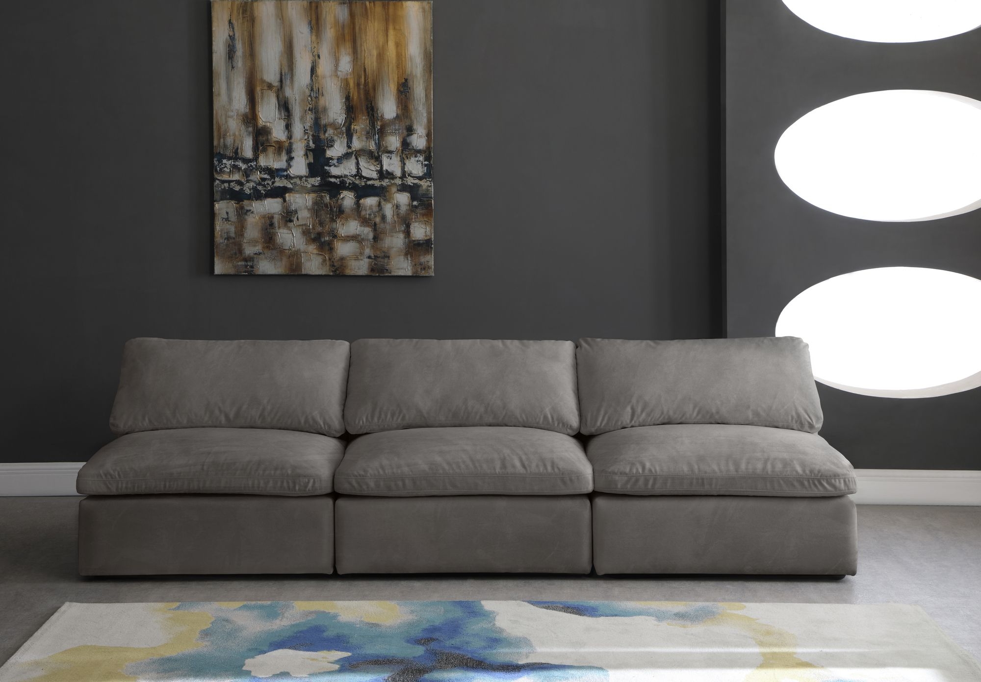 Cozy 117" Armless Velvet Comfort Modular Sofa