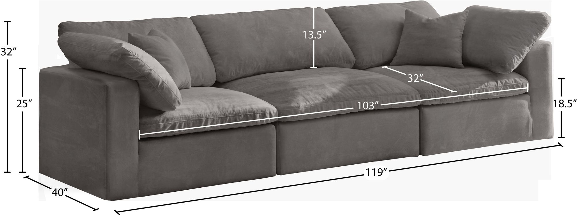 Cozy 119" Velvet Comfort Modular Sofa