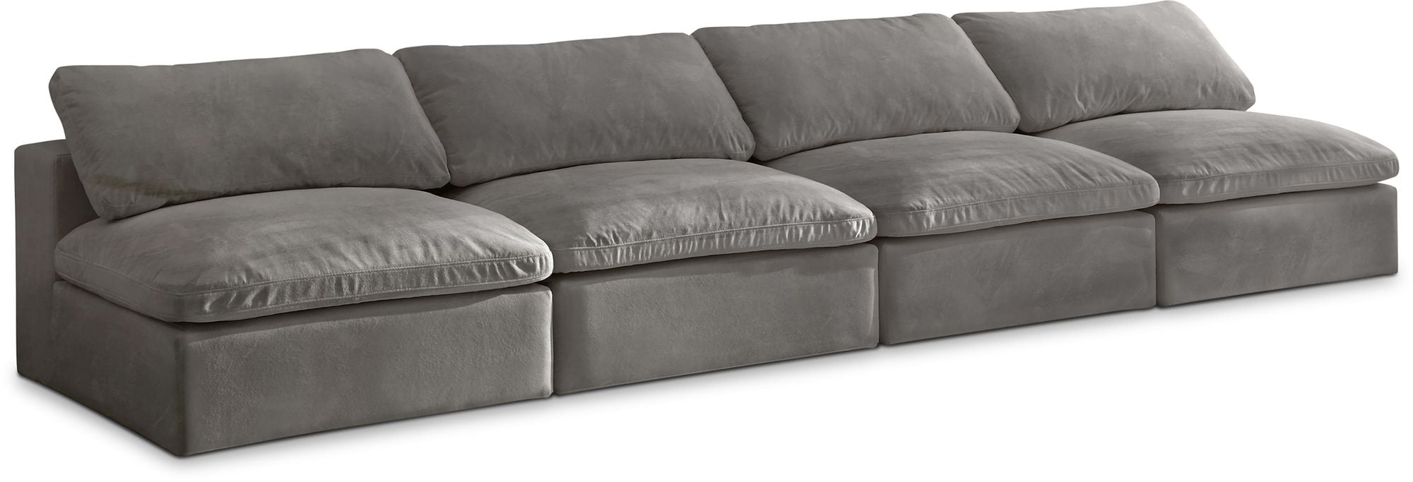 Cozy 156" Armless Velvet Comfort Modular Sofa