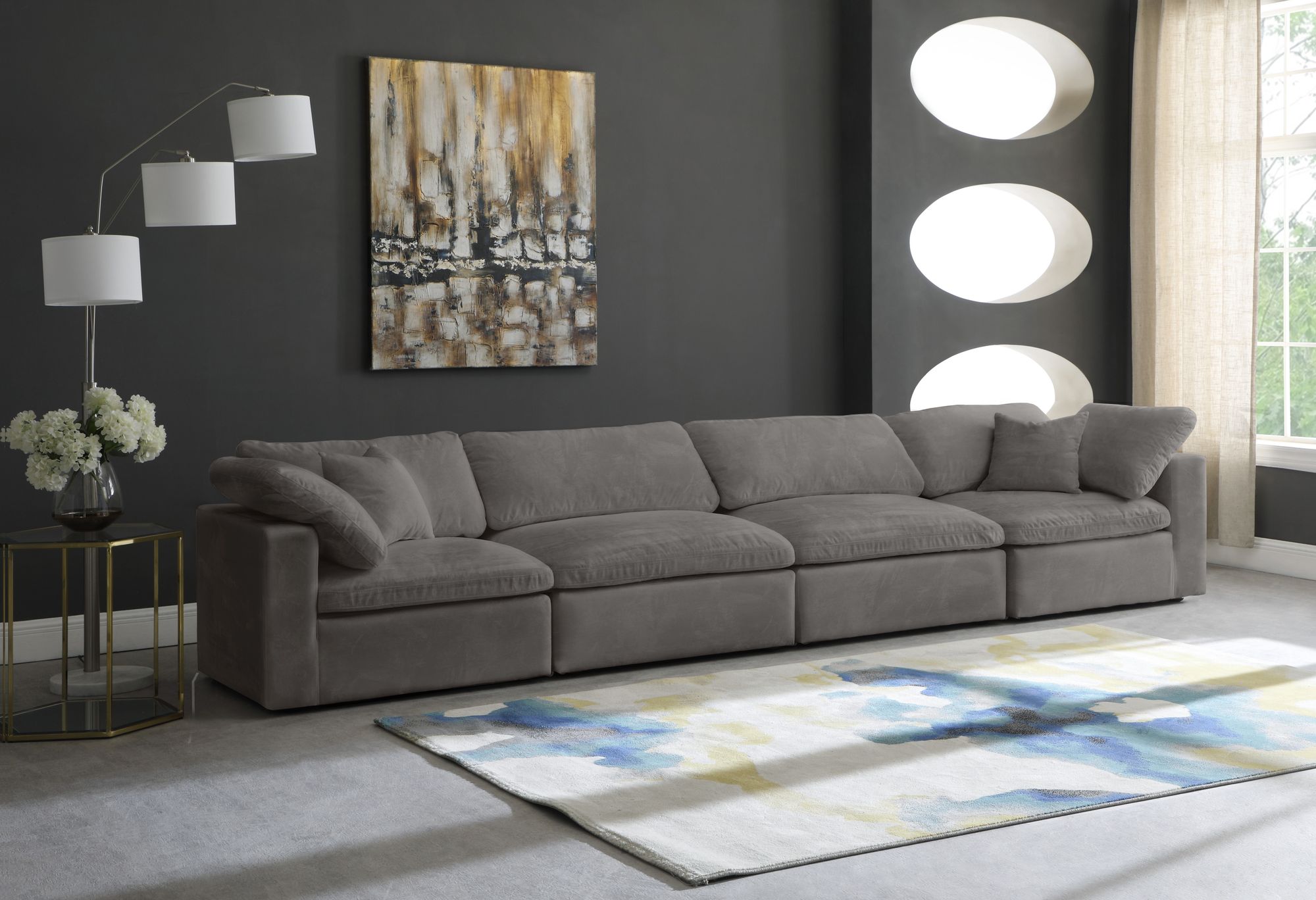 Cozy 158" Velvet Comfort Modular Sofa