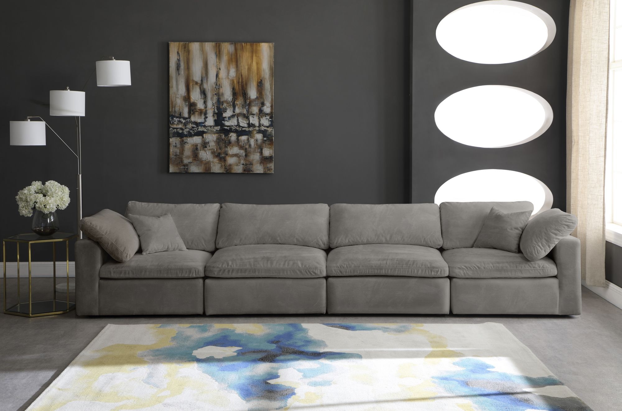 Cozy 158" Velvet Comfort Modular Sofa
