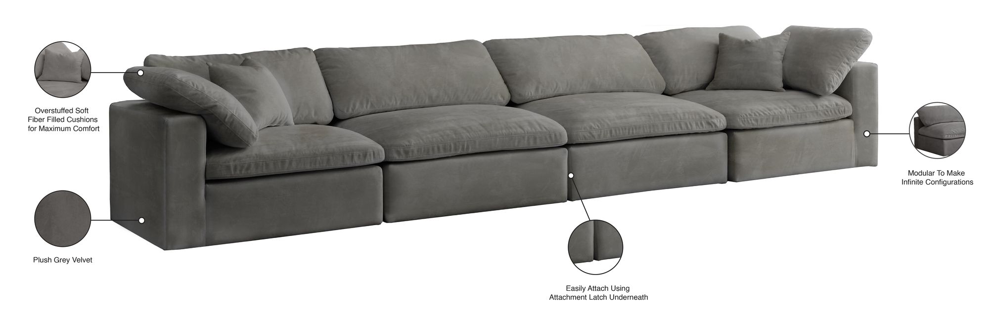 Cozy 158" Velvet Comfort Modular Sofa