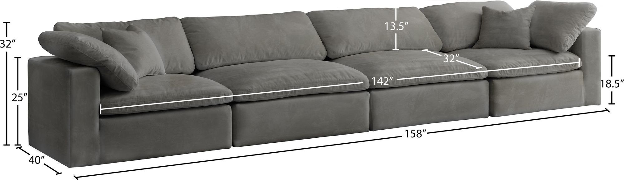 Cozy 158" Velvet Comfort Modular Sofa