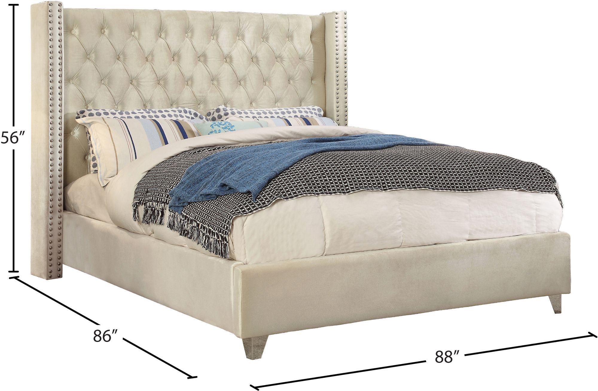 Aiden Velvet King Size Bed