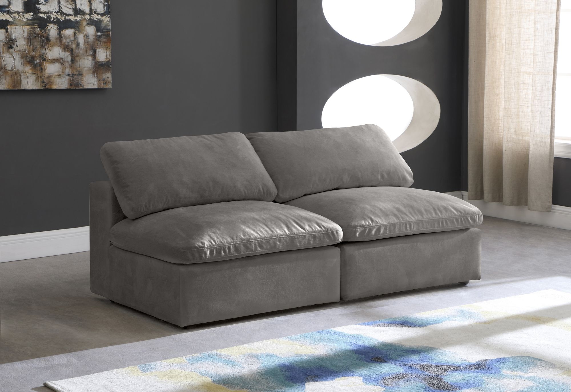 Cozy 78" Armless Velvet Comfort Modular Sofa