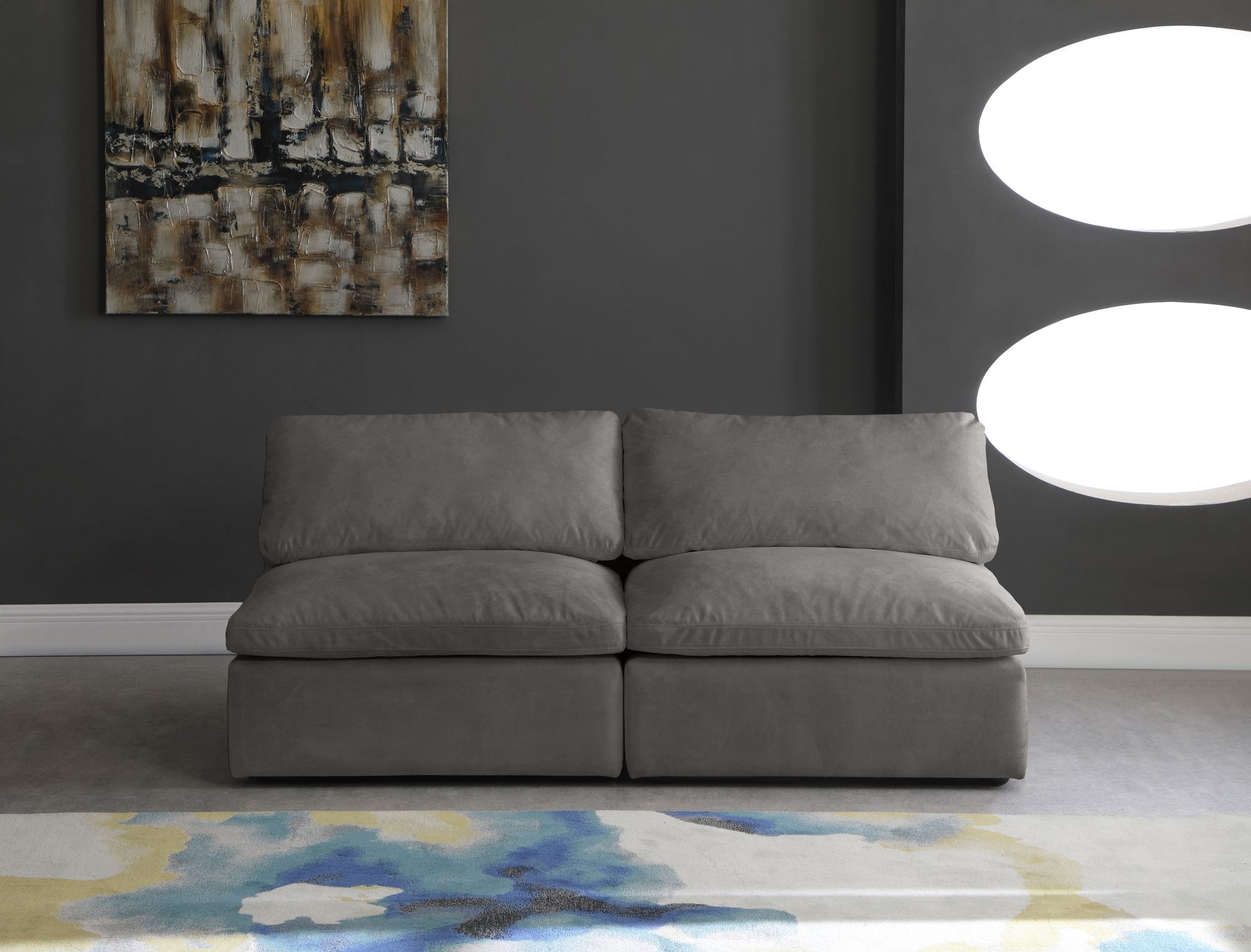 Cozy 78" Armless Velvet Comfort Modular Sofa