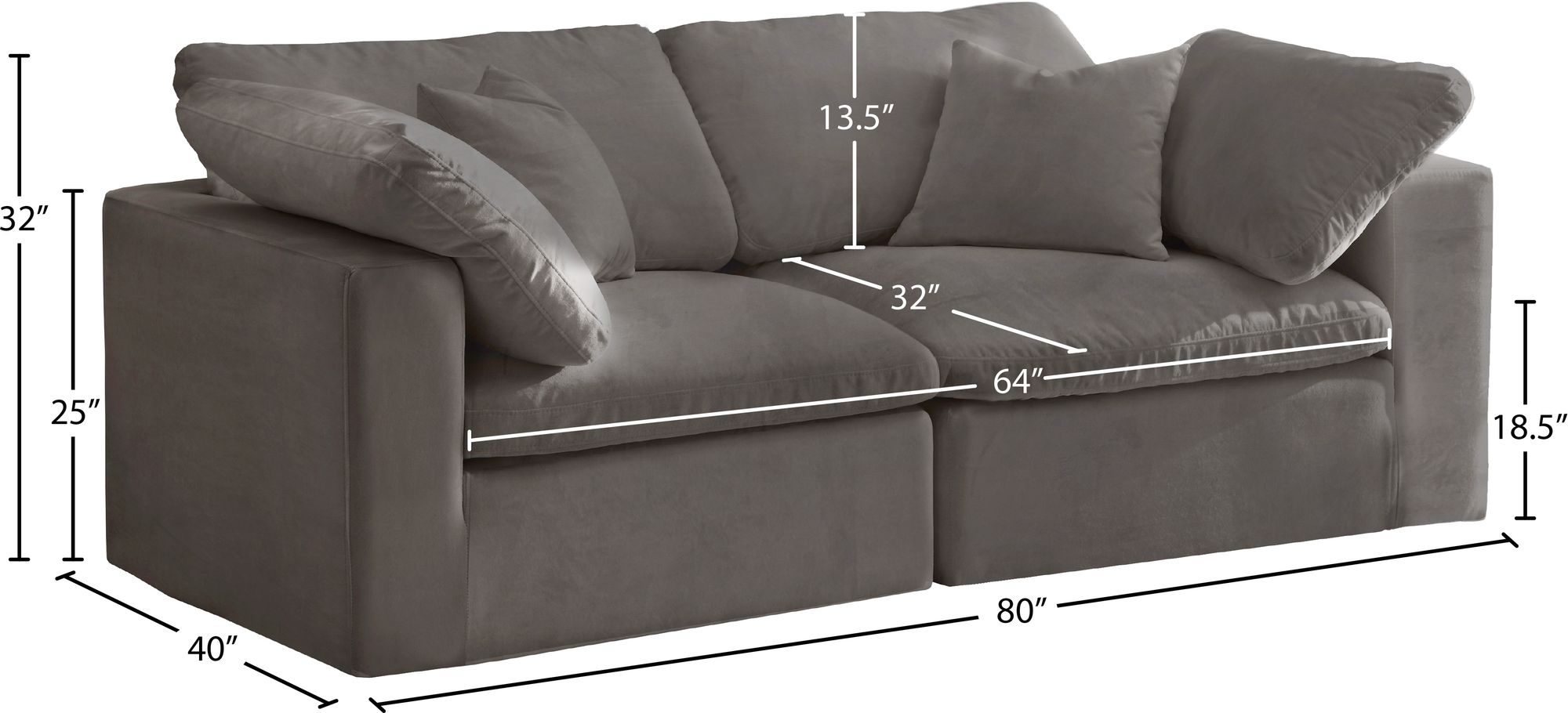 Cozy 80" Velvet Comfort Modular Sofa