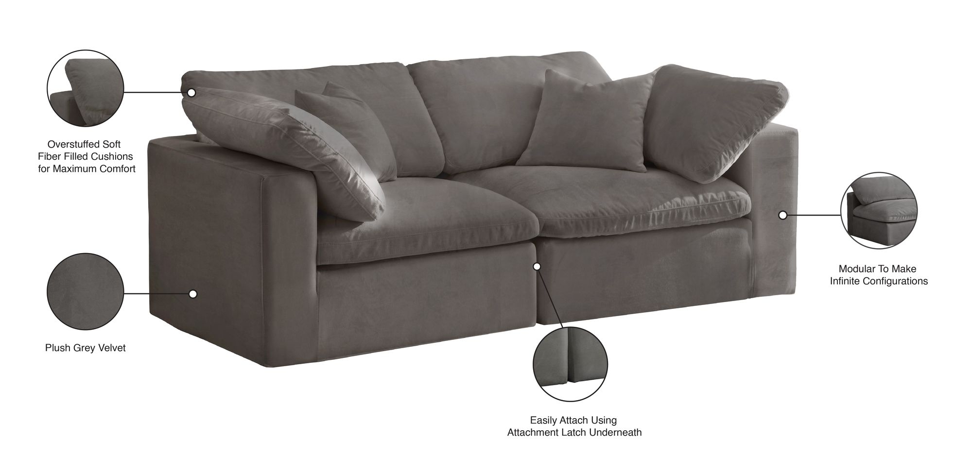 Cozy 80" Velvet Comfort Modular Sofa
