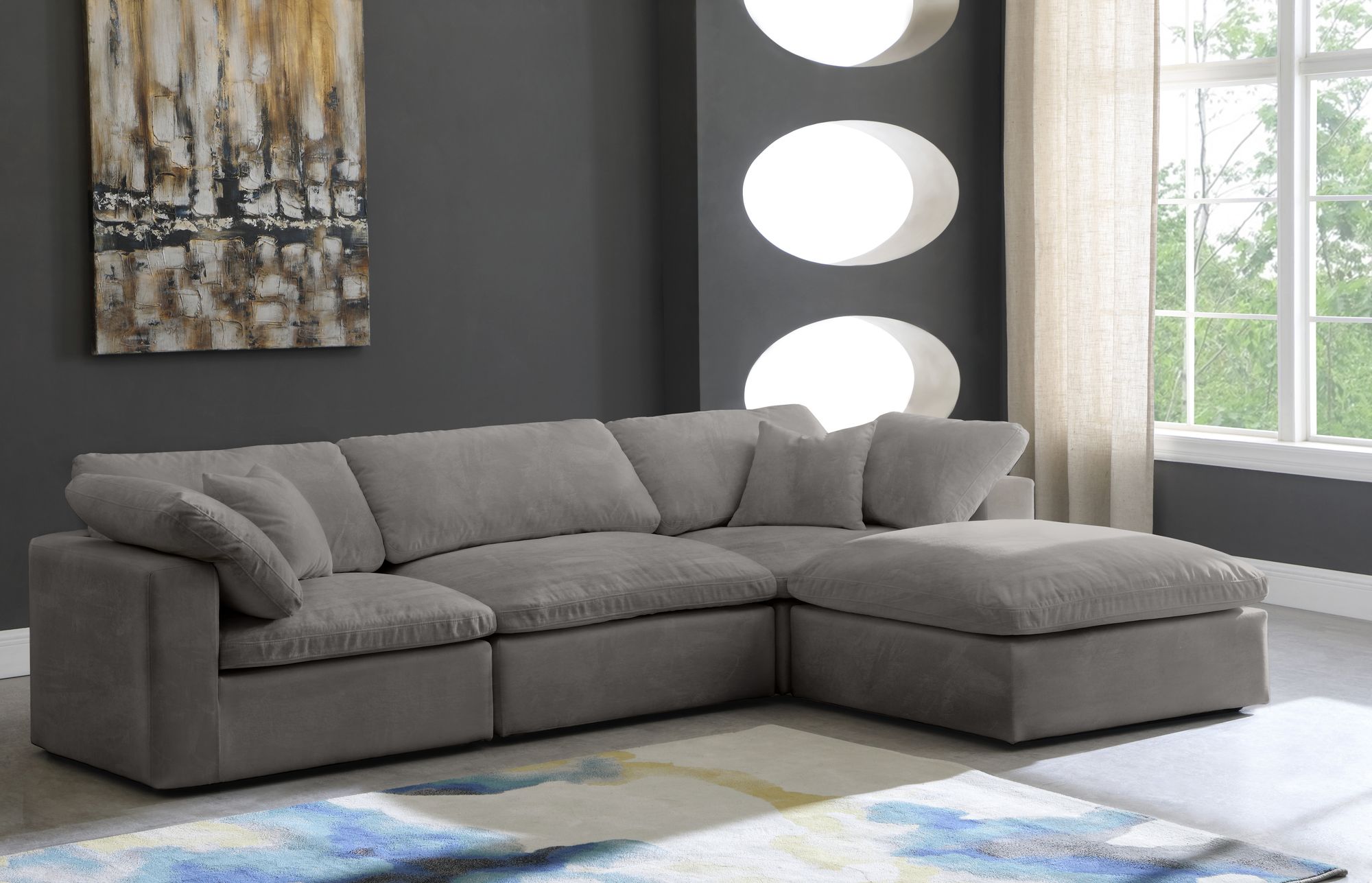 Cozy 119" 4-Piece Velvet Comfort Modular Sectional