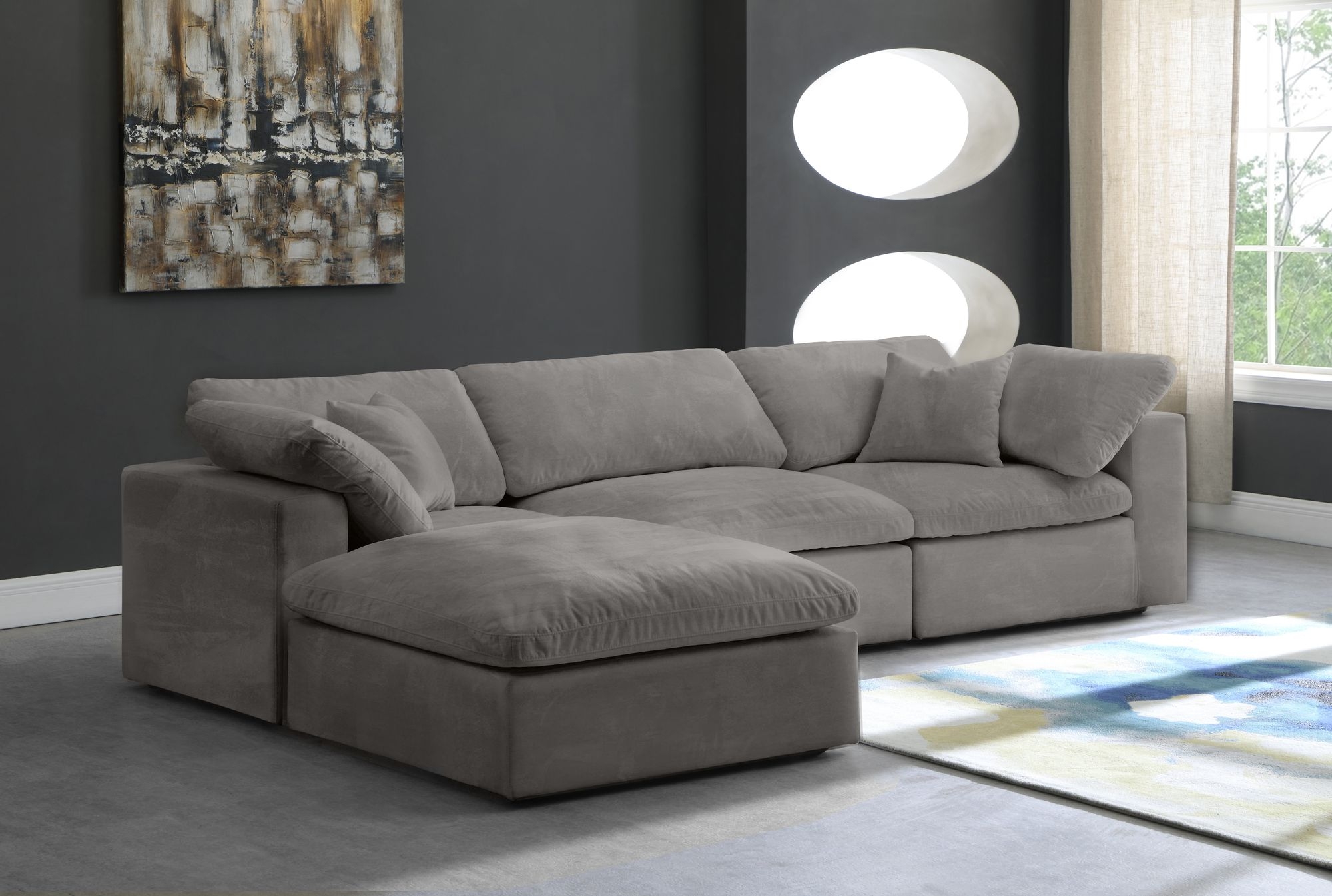 Cozy 119" 4-Piece Velvet Comfort Modular Sectional