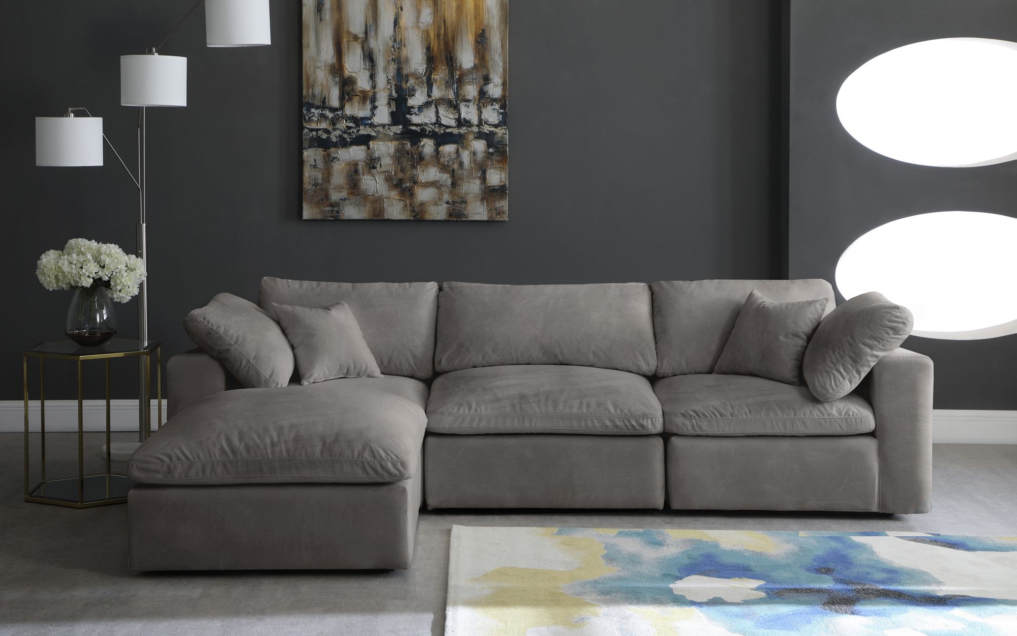 Cozy 119" 4-Piece Velvet Comfort Modular Sectional