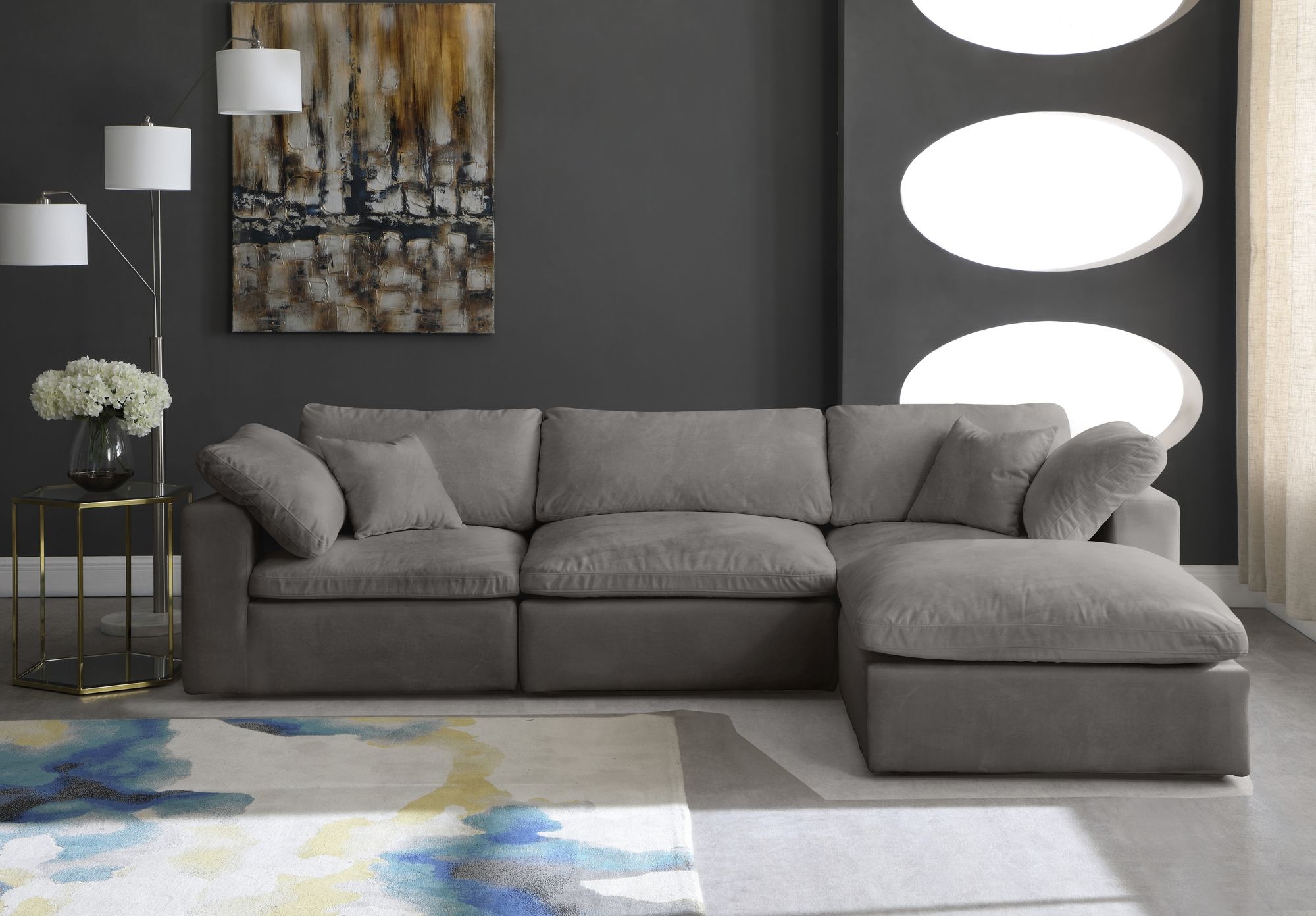 Cozy 119" 4-Piece Velvet Comfort Modular Sectional