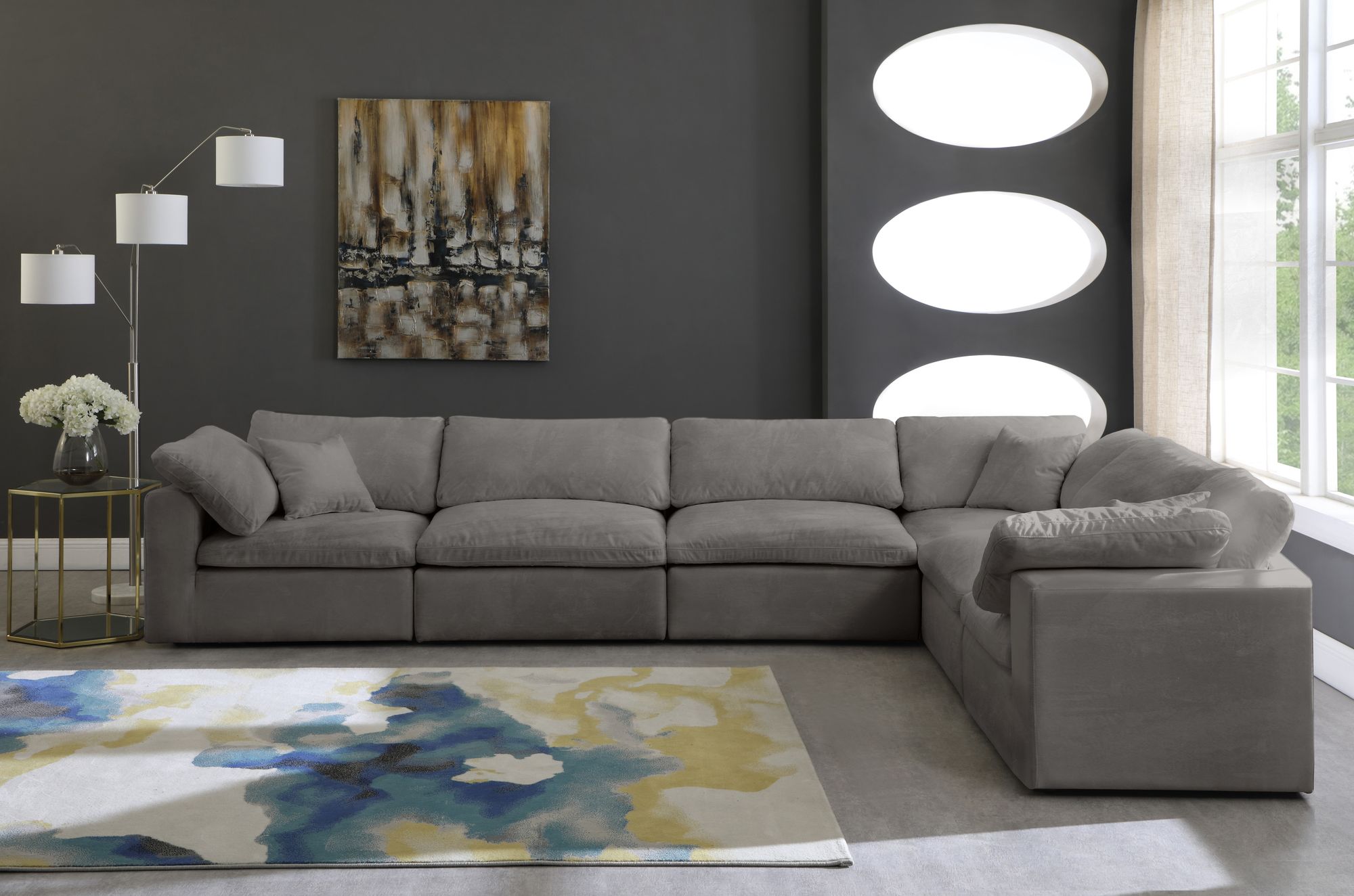 Cozy 158" 6-Piece Velvet Comfort Modular Sectional