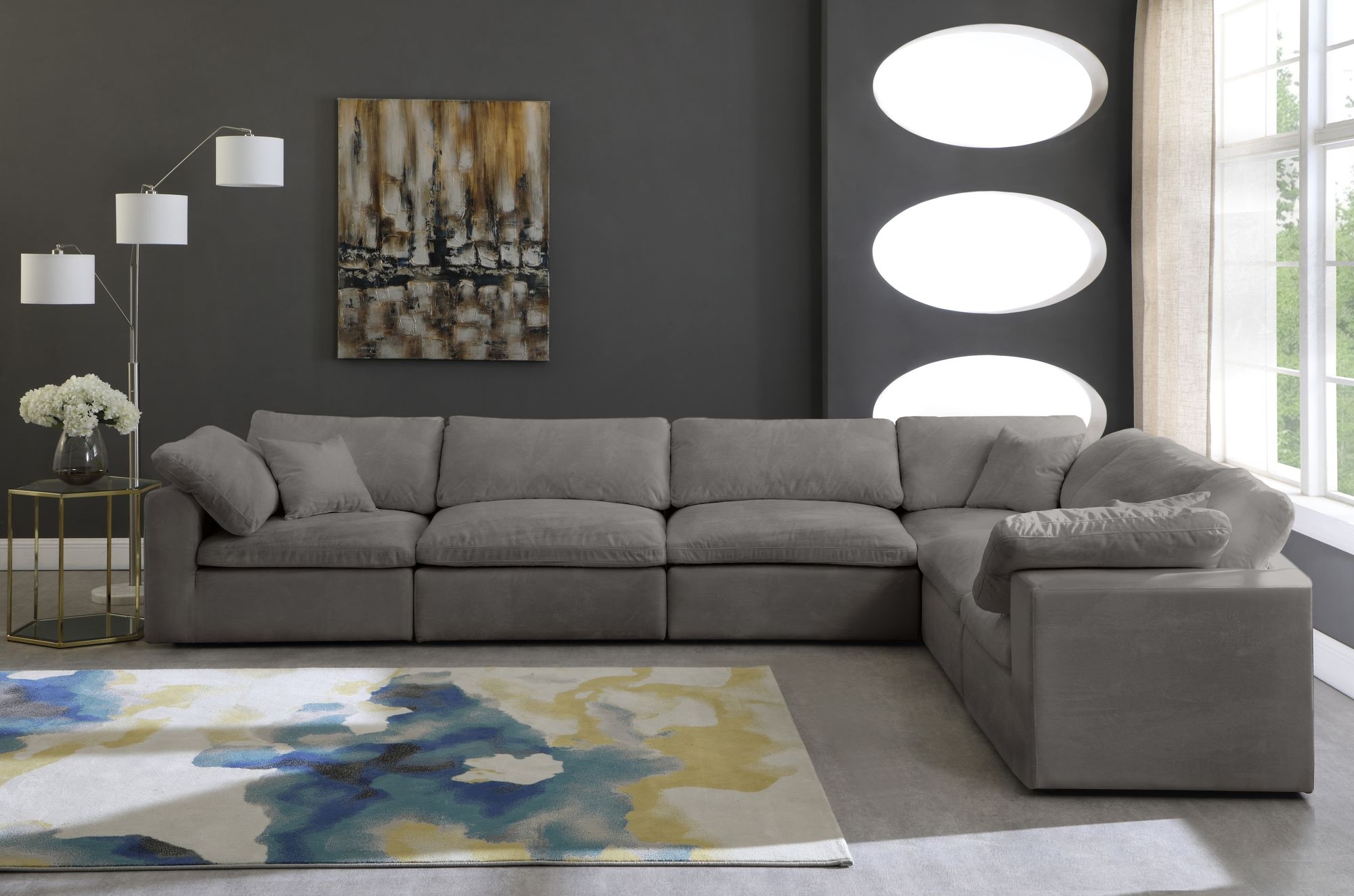 Cozy 158" 6-Piece Velvet Comfort Modular Sectional