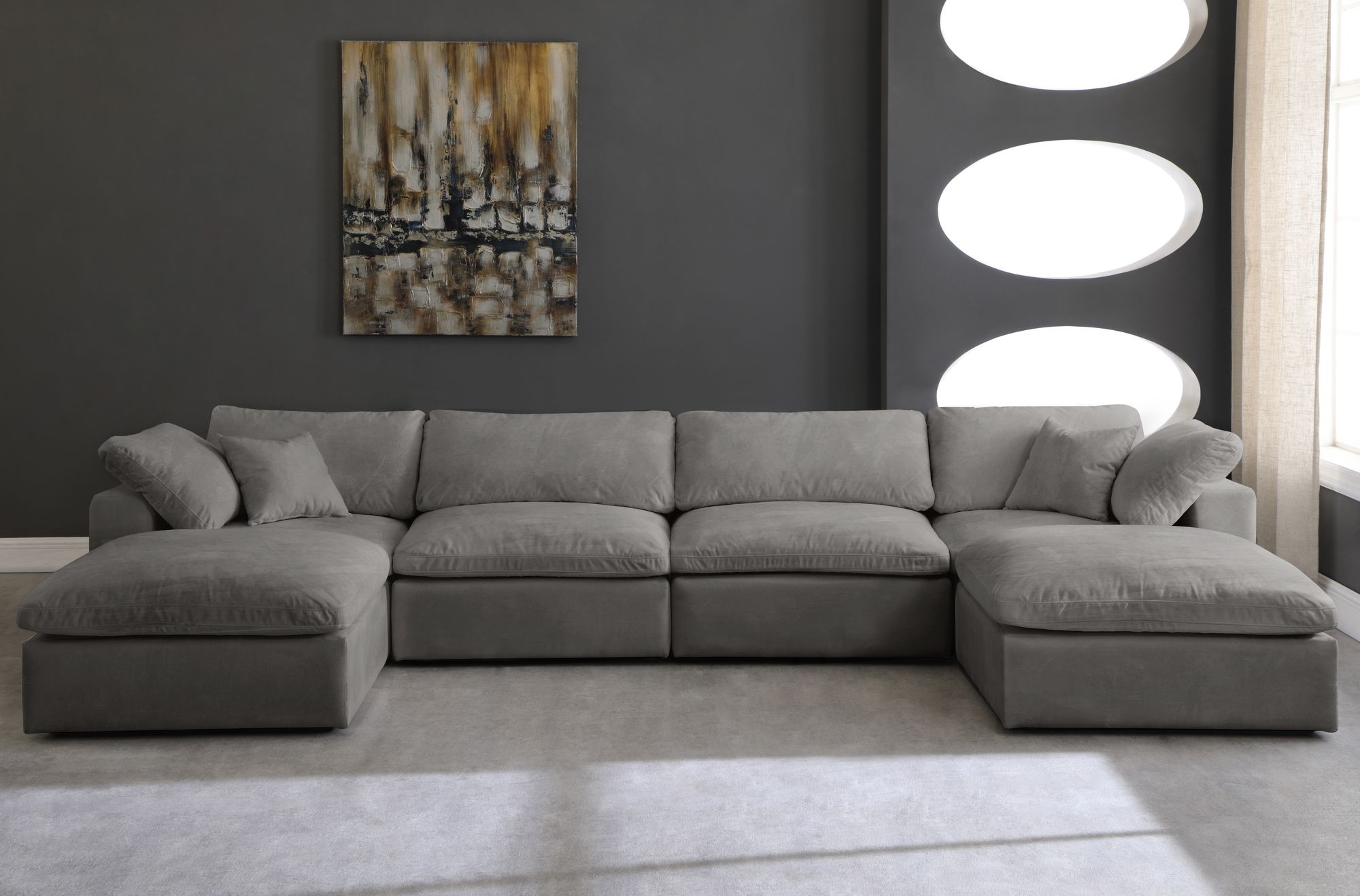 Cozy 158" 6-Piece Velvet Comfort Modular U-Shape Sectional