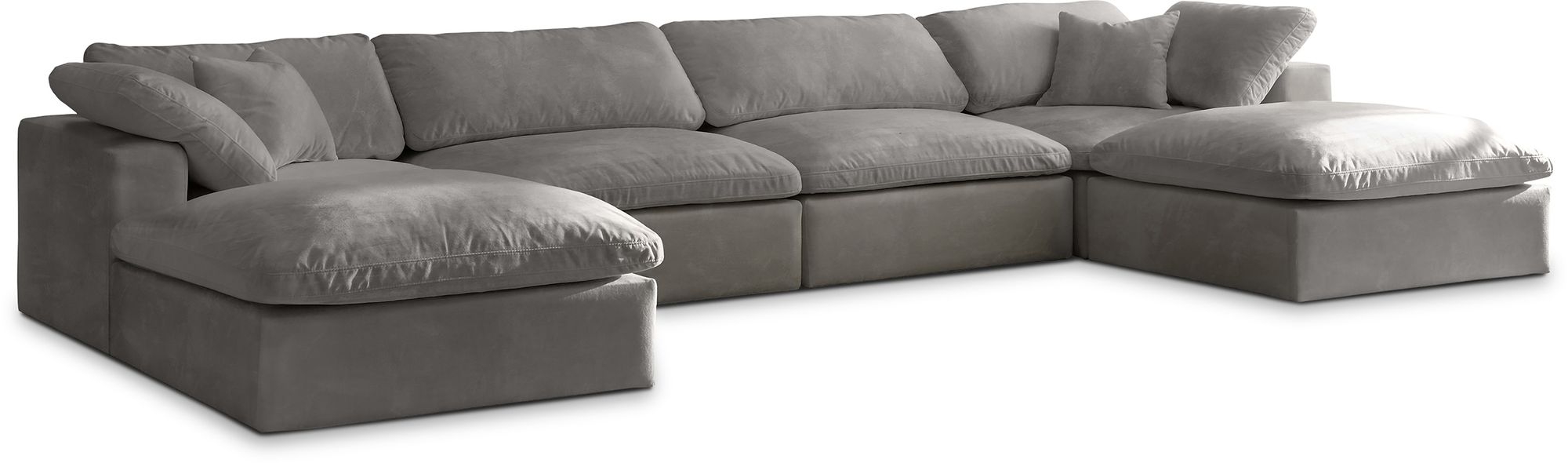Cozy 158" 6-Piece Velvet Comfort Modular U-Shape Sectional