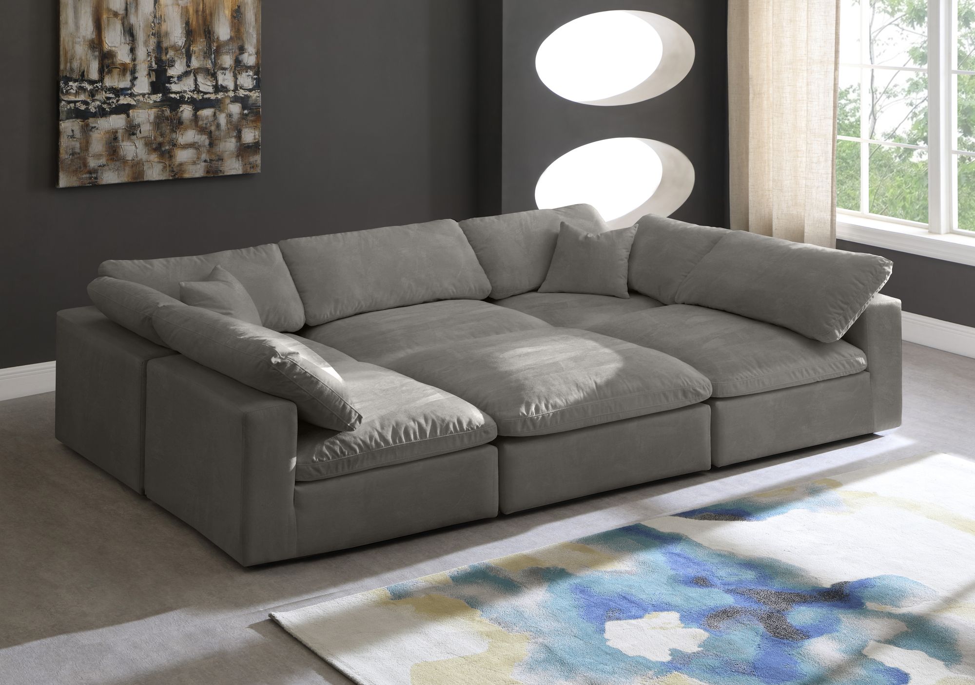 Cozy 119" 6-Piece Velvet Comfort Modular Sectional