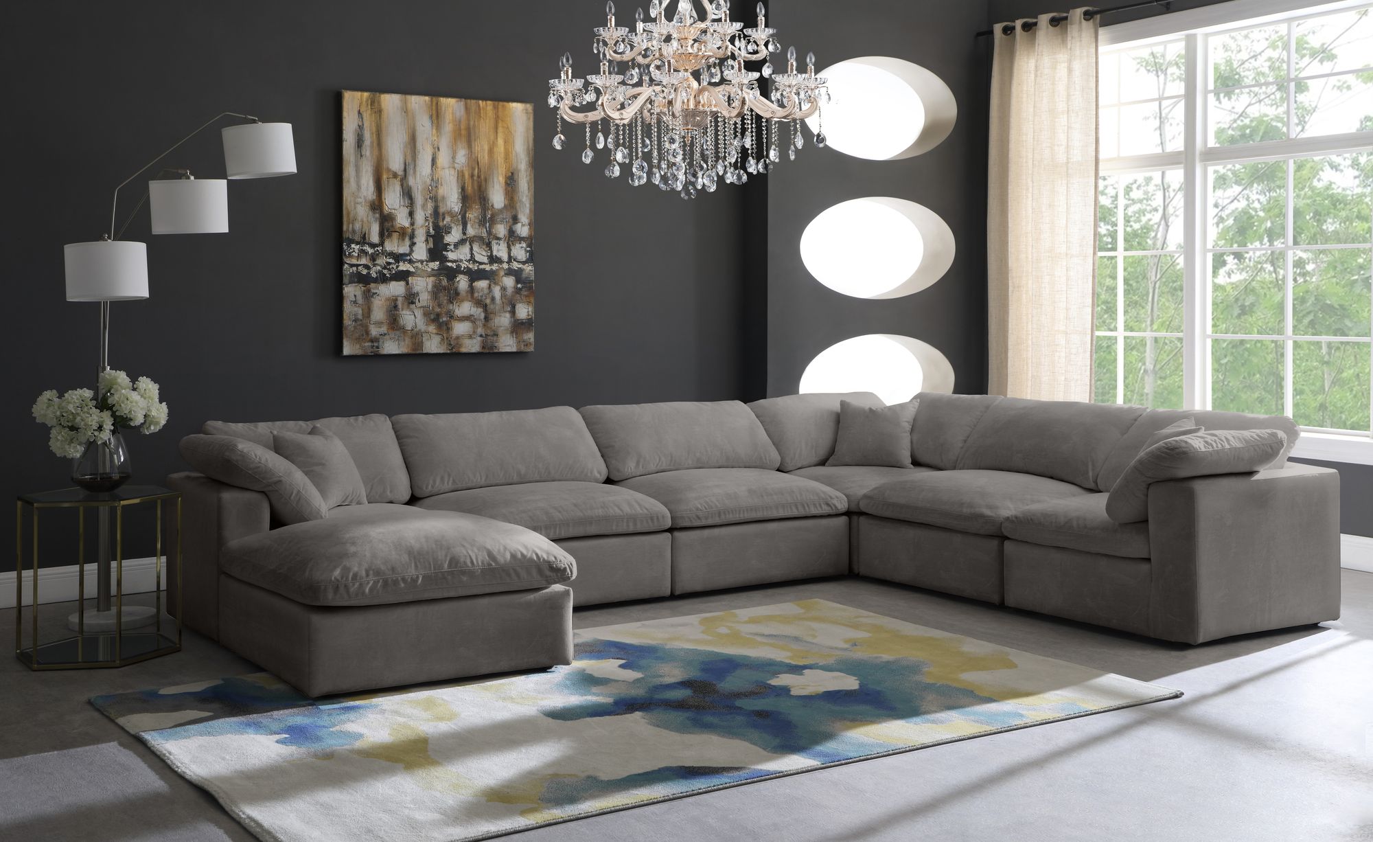 Cozy 158" 7-Piece Velvet Comfort Modular Sectional