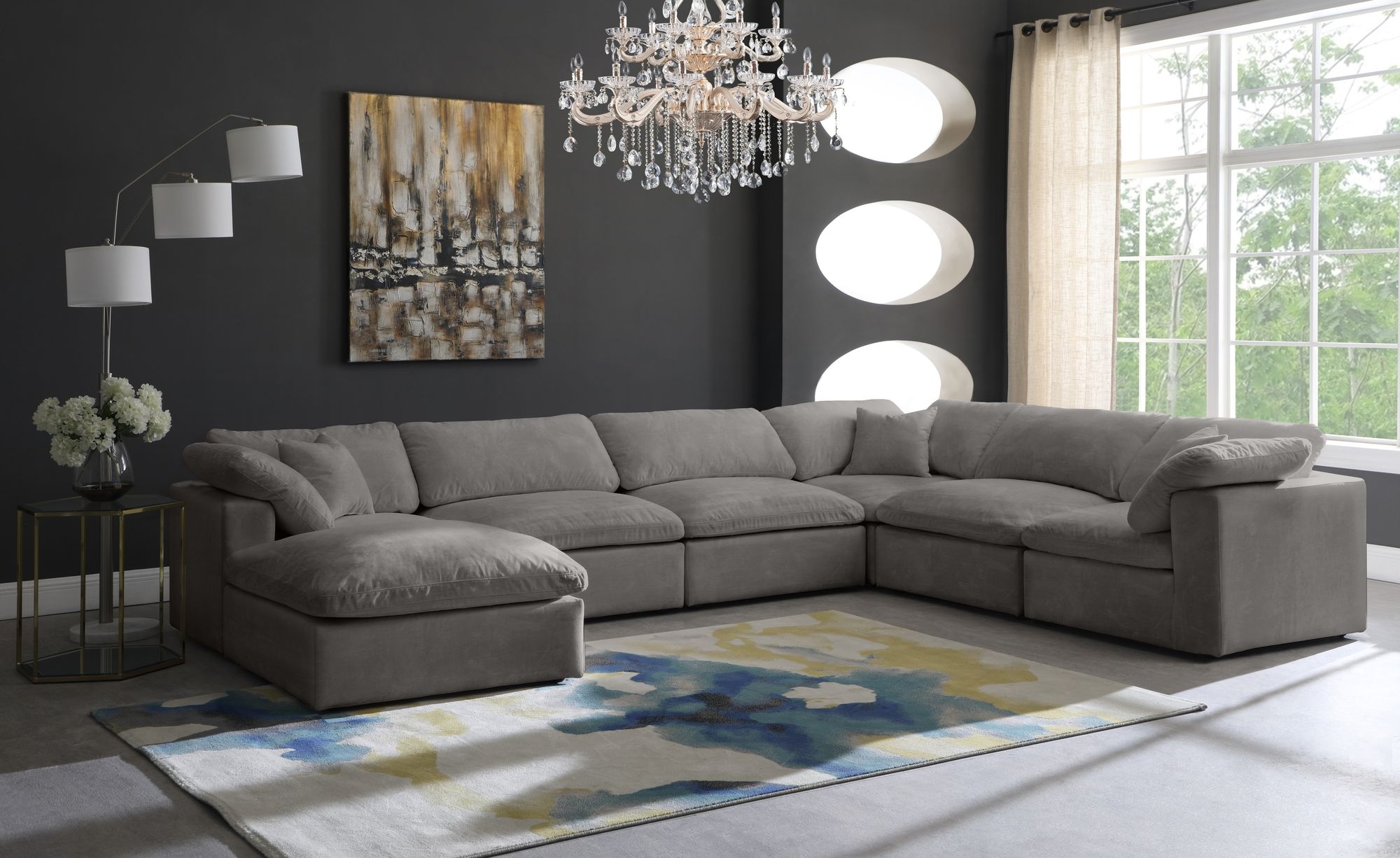 Cozy 158" 7-Piece Velvet Comfort Modular Sectional