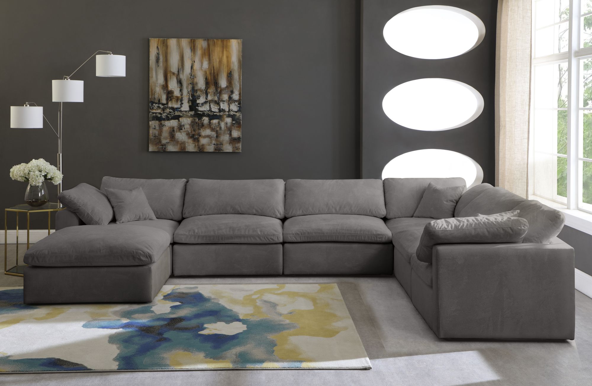 Cozy 158" 7-Piece Velvet Comfort Modular Sectional