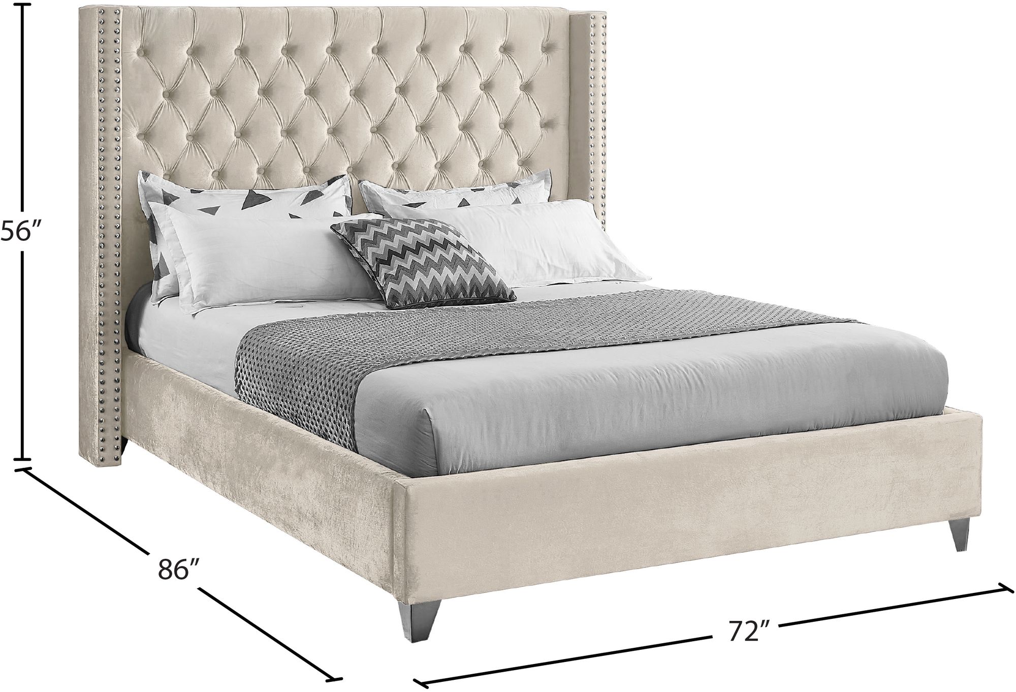 Aiden Velvet Queen Size Bed