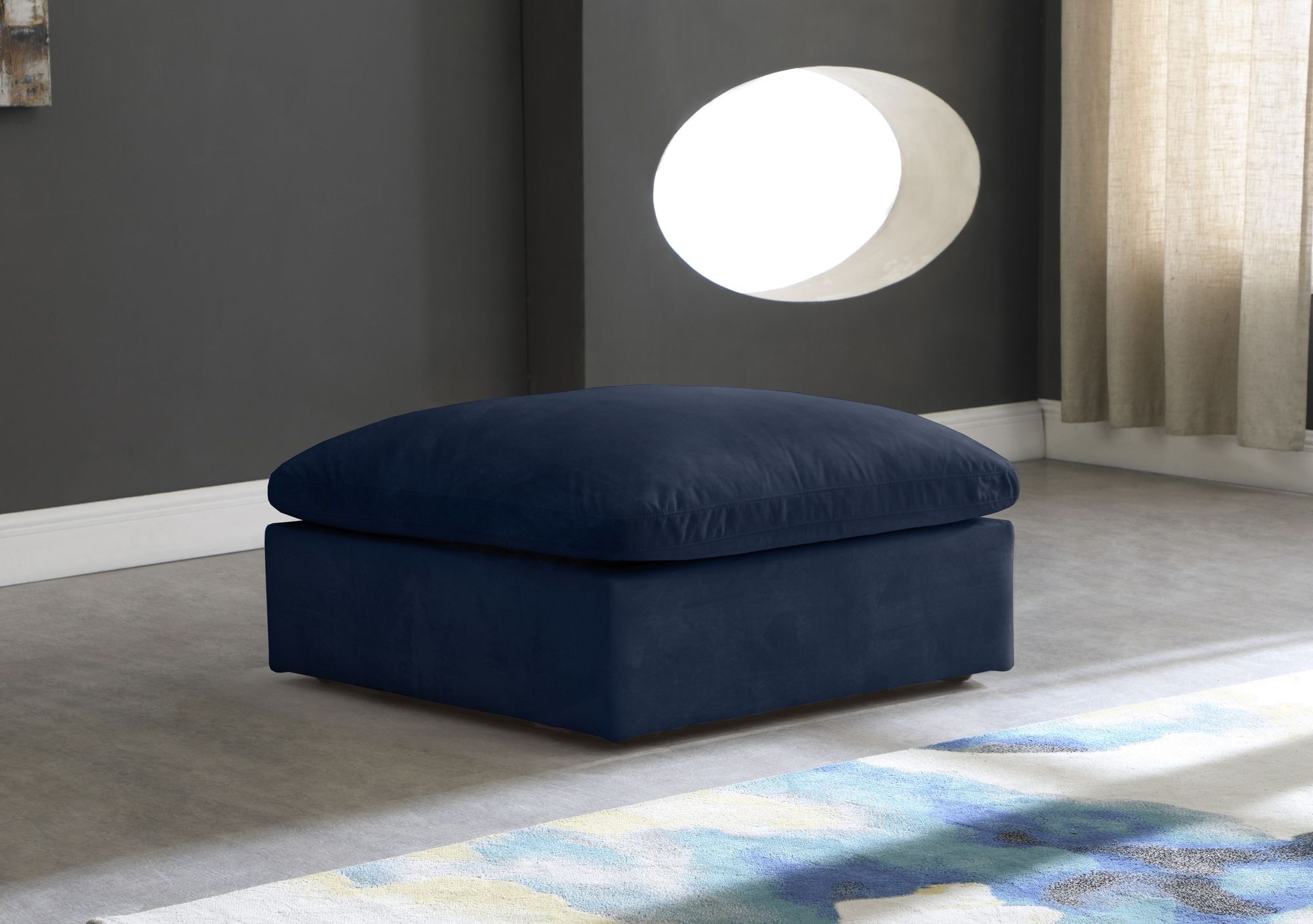 Cozy Velvet Modular Fiber Filled Comfort Overstuffed Ottoman