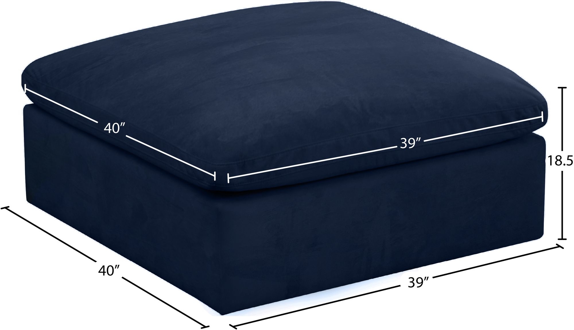 Cozy Velvet Modular Fiber Filled Comfort Overstuffed Ottoman