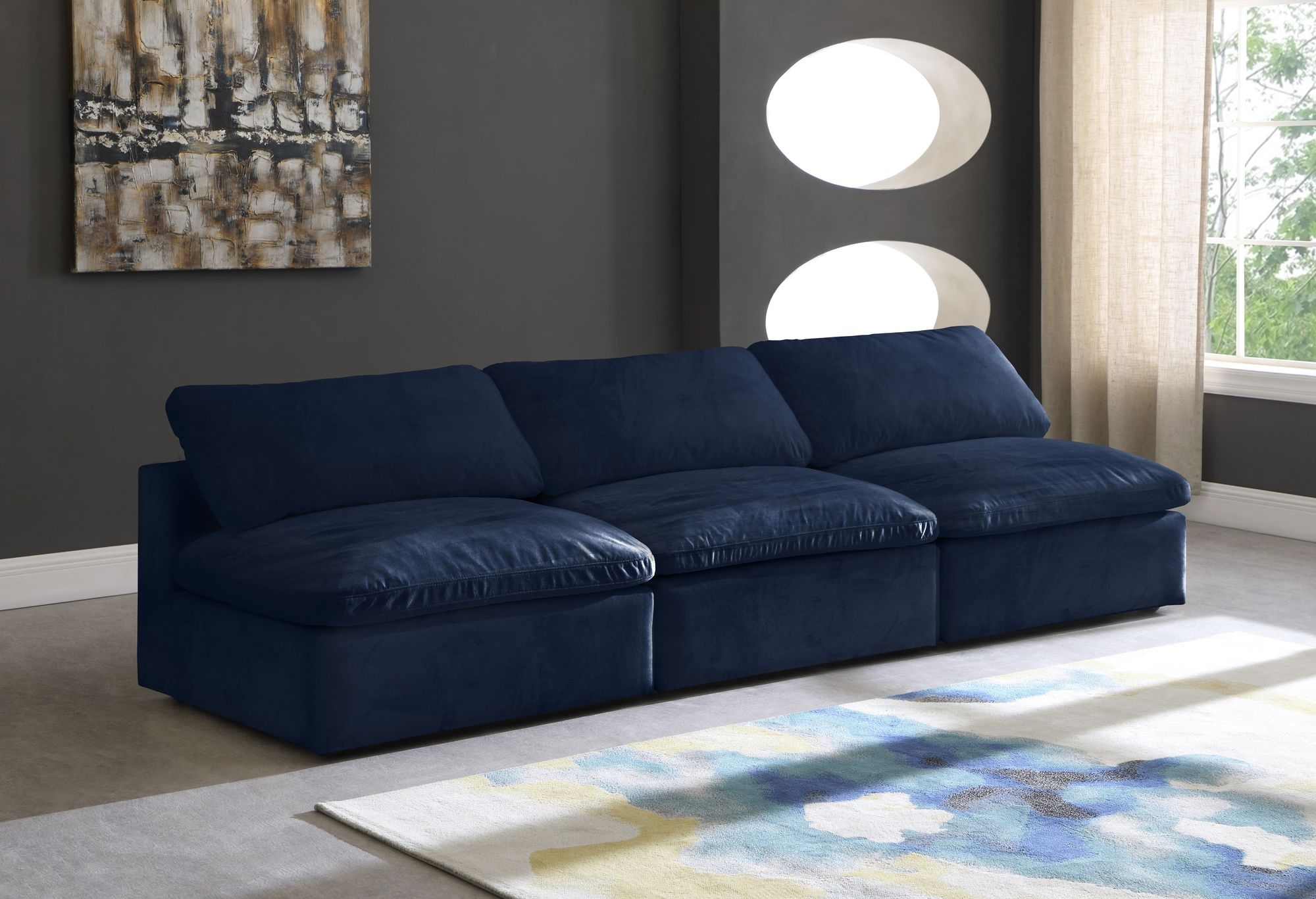 Cozy 117" Armless Velvet Comfort Modular Sofa