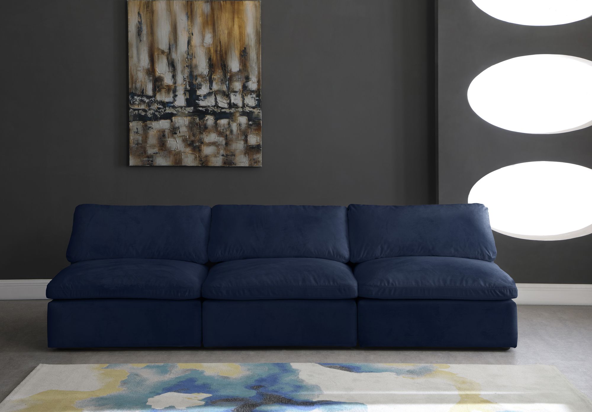 Cozy 117" Armless Velvet Comfort Modular Sofa