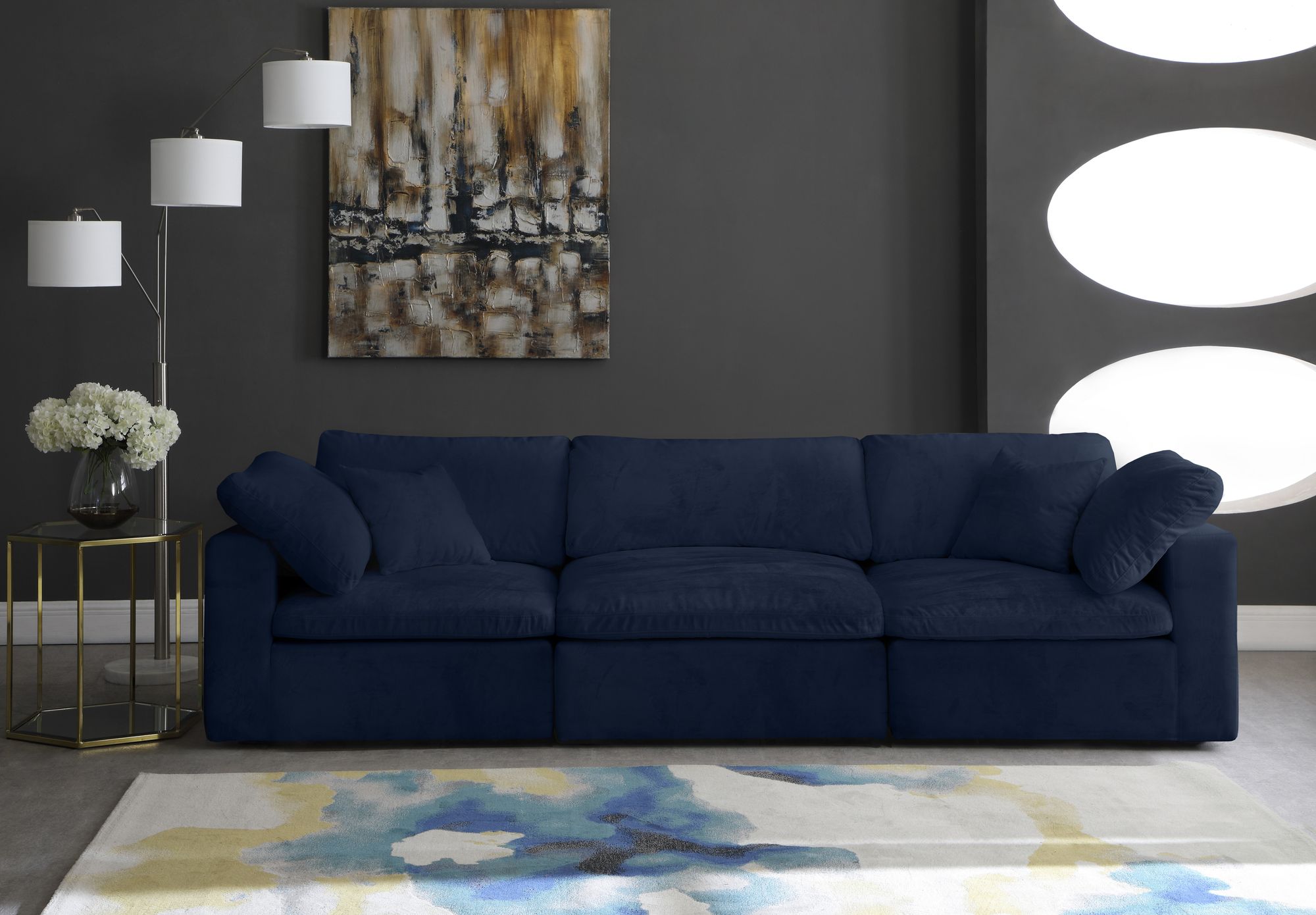 Cozy 119" Velvet Comfort Modular Sofa