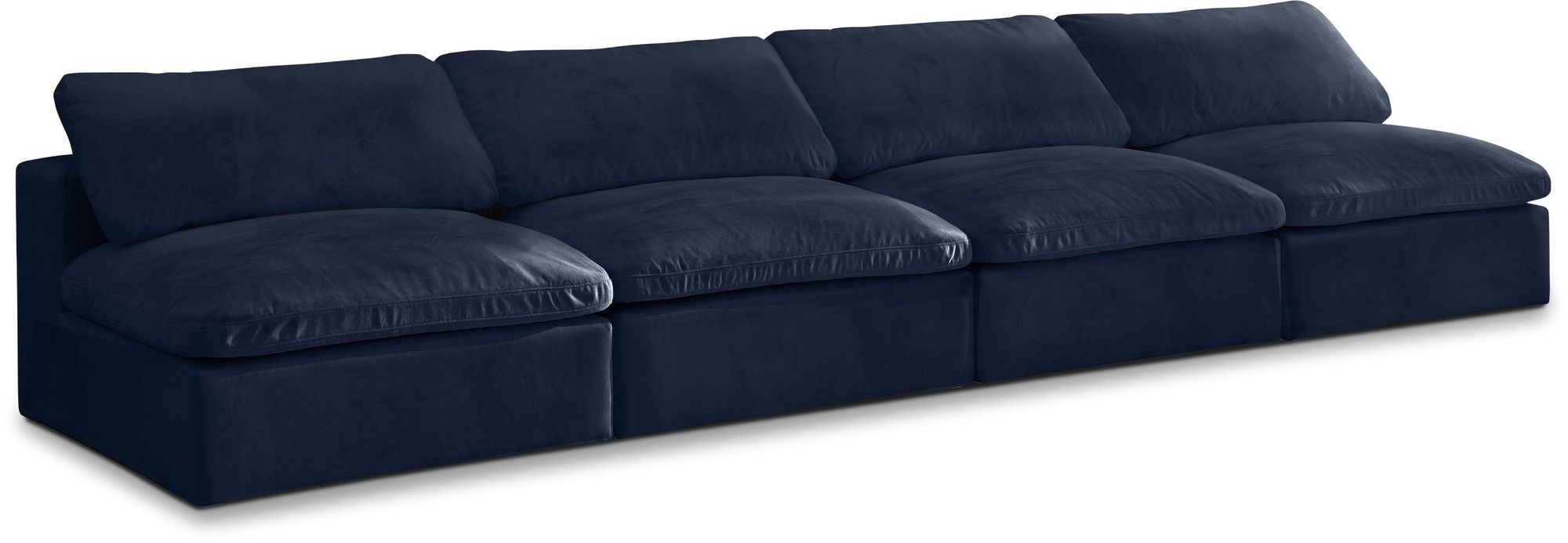 Cozy 156" Armless Velvet Comfort Modular Sofa