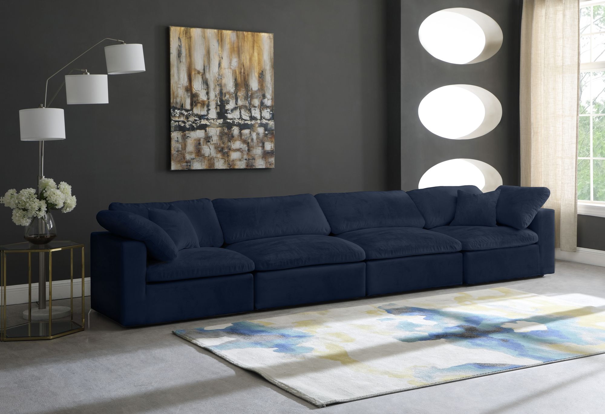 Cozy 158" Velvet Comfort Modular Sofa