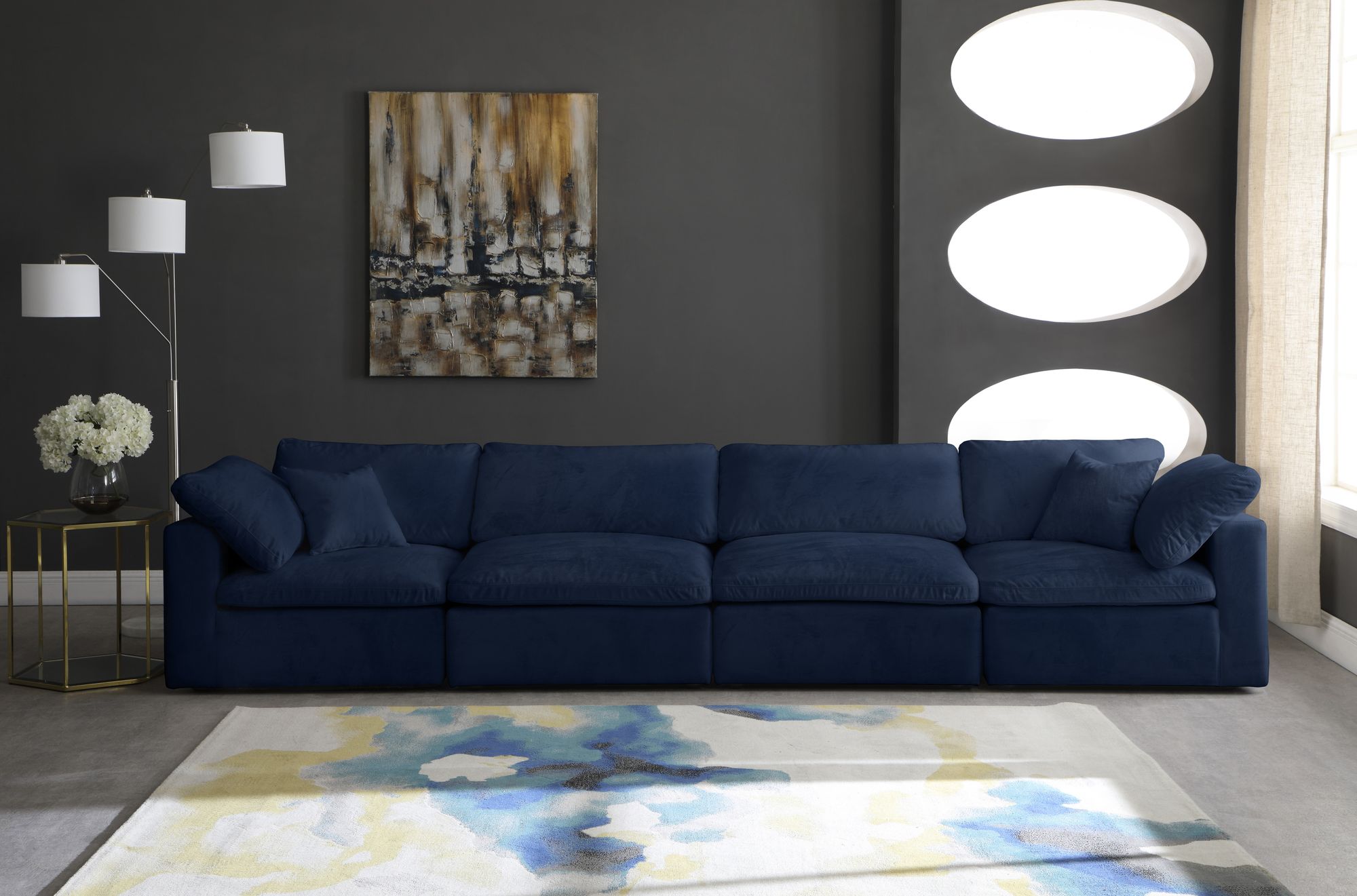 Cozy 158" Velvet Comfort Modular Sofa