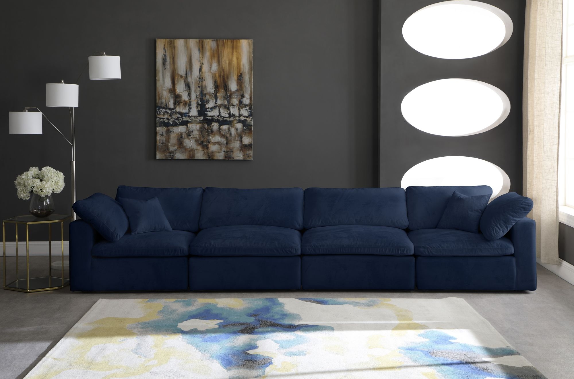 Cozy 158" Velvet Comfort Modular Sofa