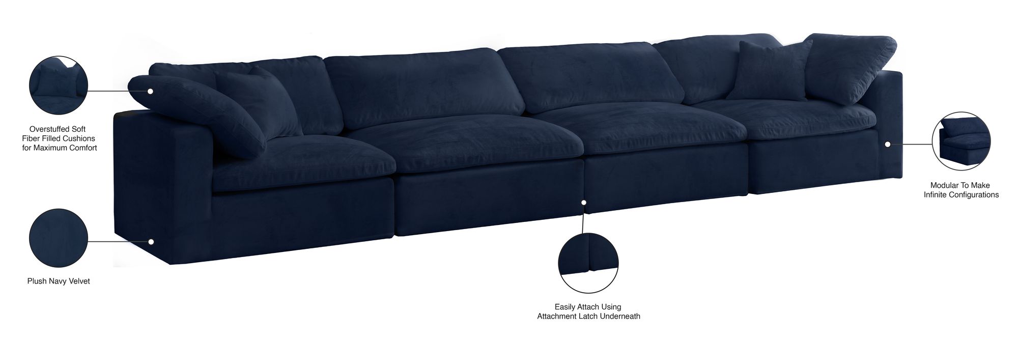 Cozy 158" Velvet Comfort Modular Sofa