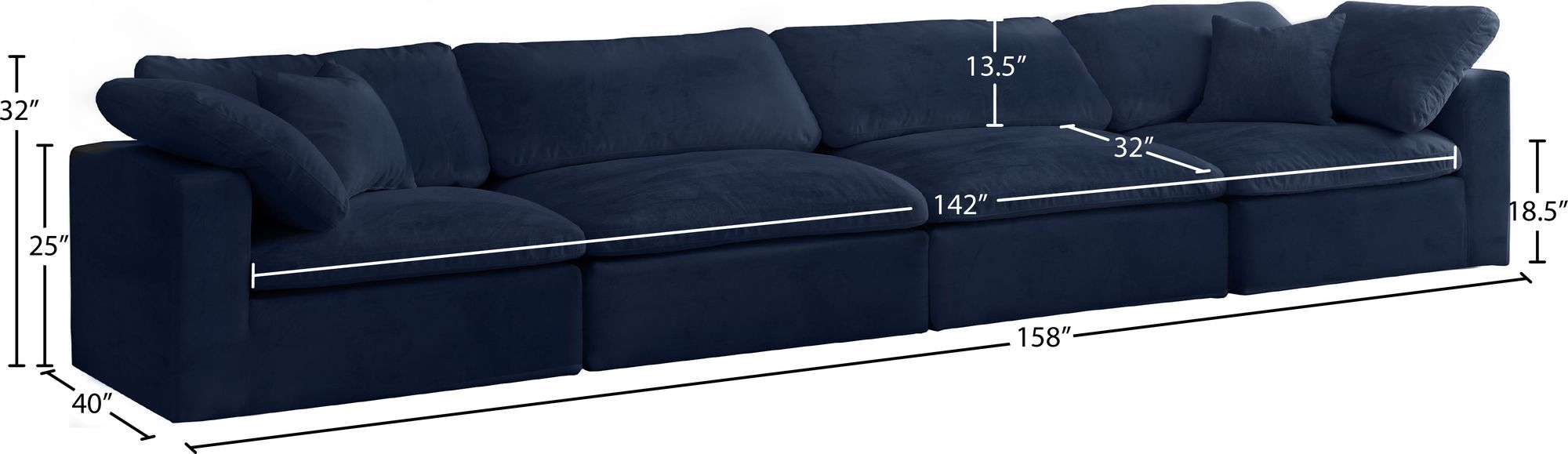 Cozy 158" Velvet Comfort Modular Sofa