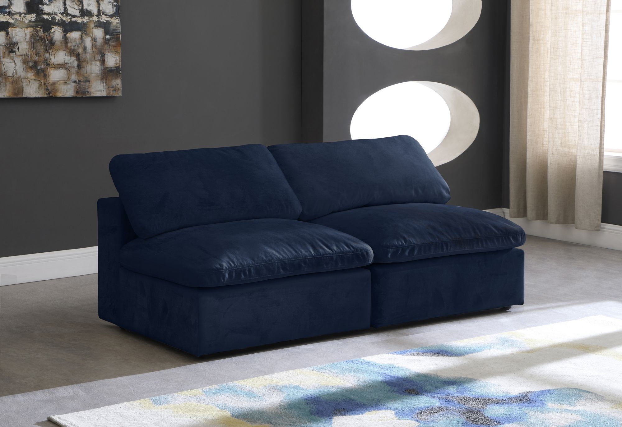 Cozy 78" Armless Velvet Comfort Modular Sofa