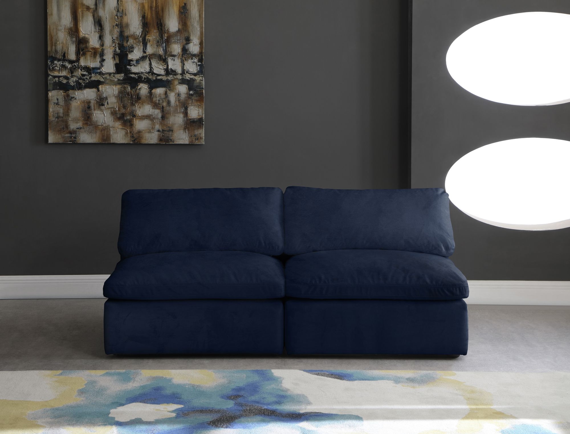 Cozy 78" Armless Velvet Comfort Modular Sofa