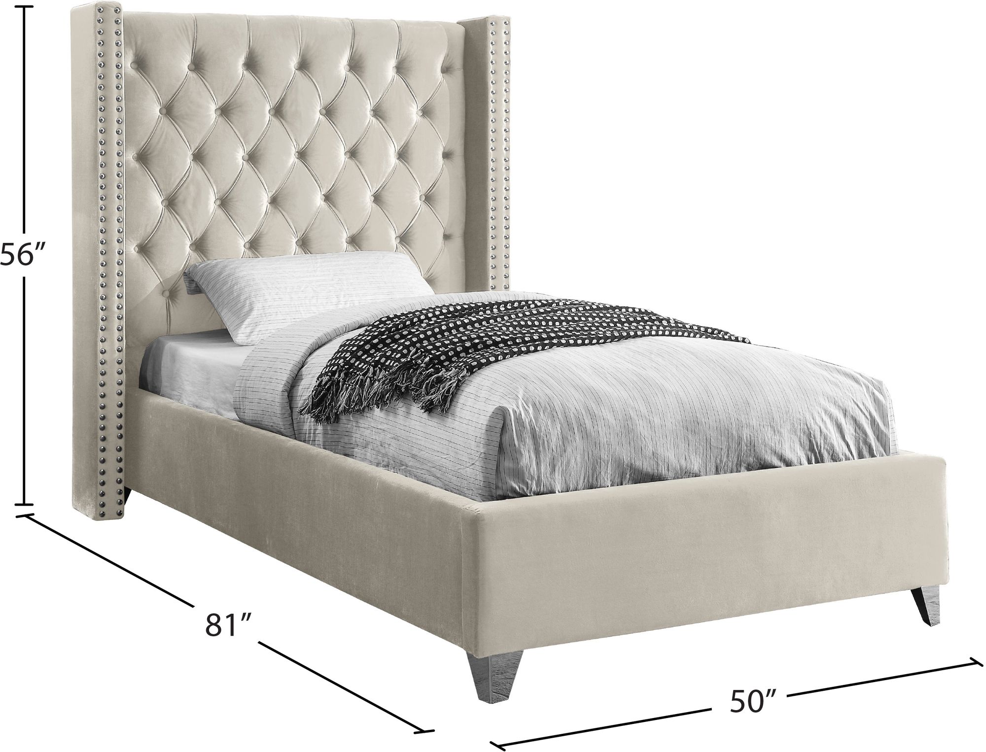 Aiden Velvet Twin Size Bed