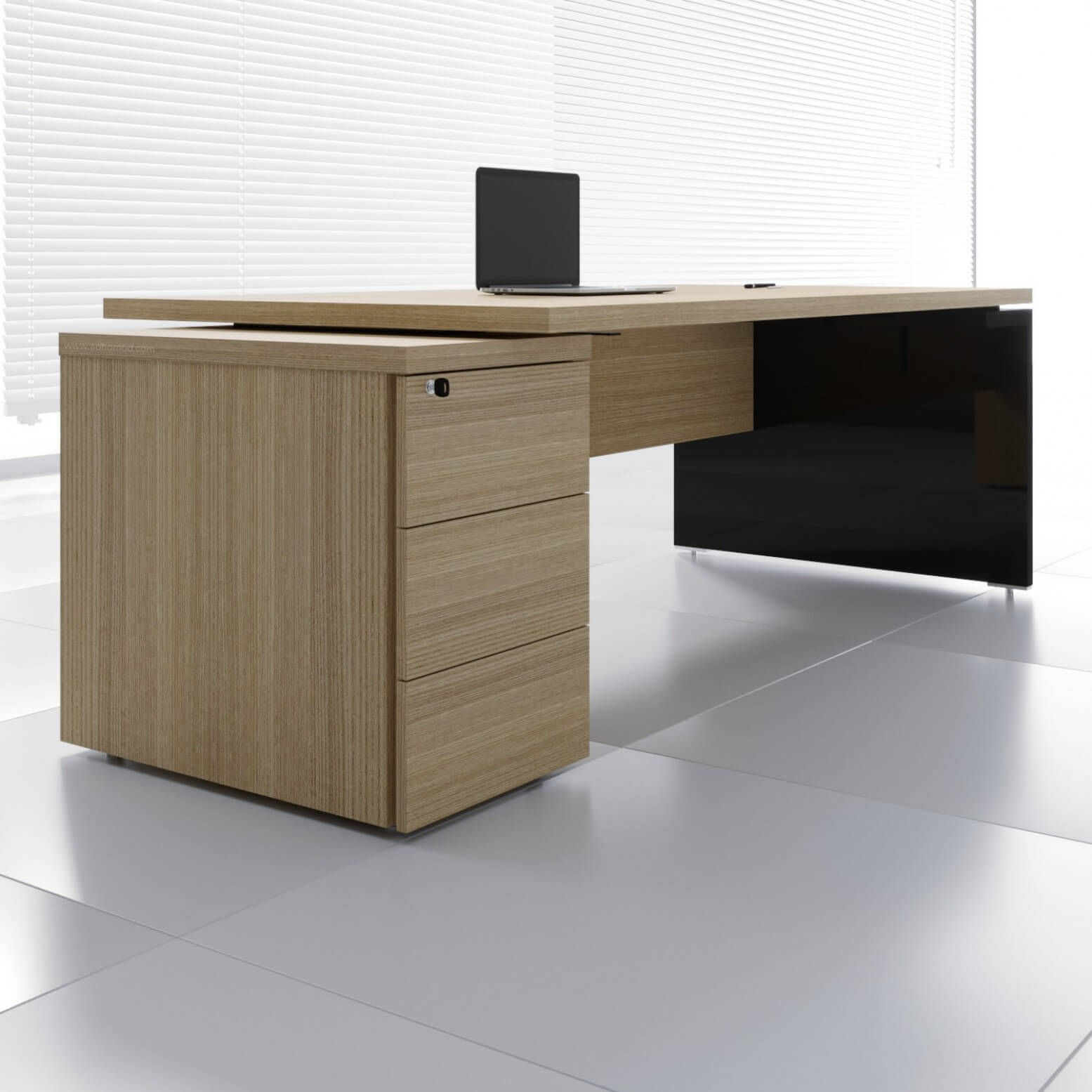 Mito 87" Executive Desk w/Pedestal & HPL Side Panel