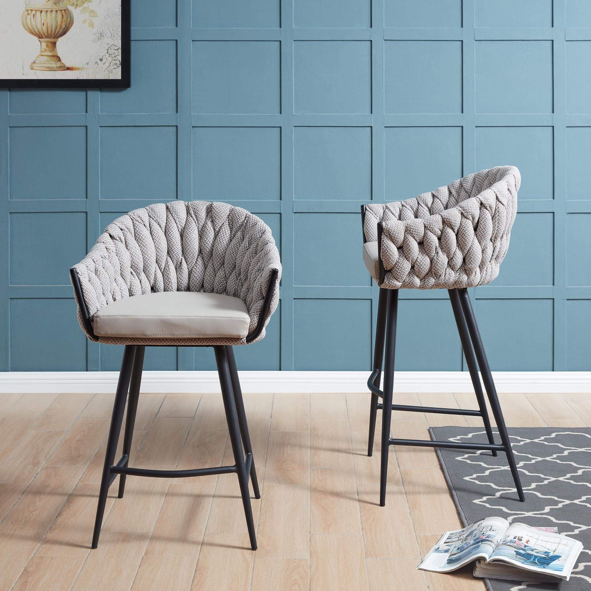 Fabian KD Fabric/PU Counter Stool