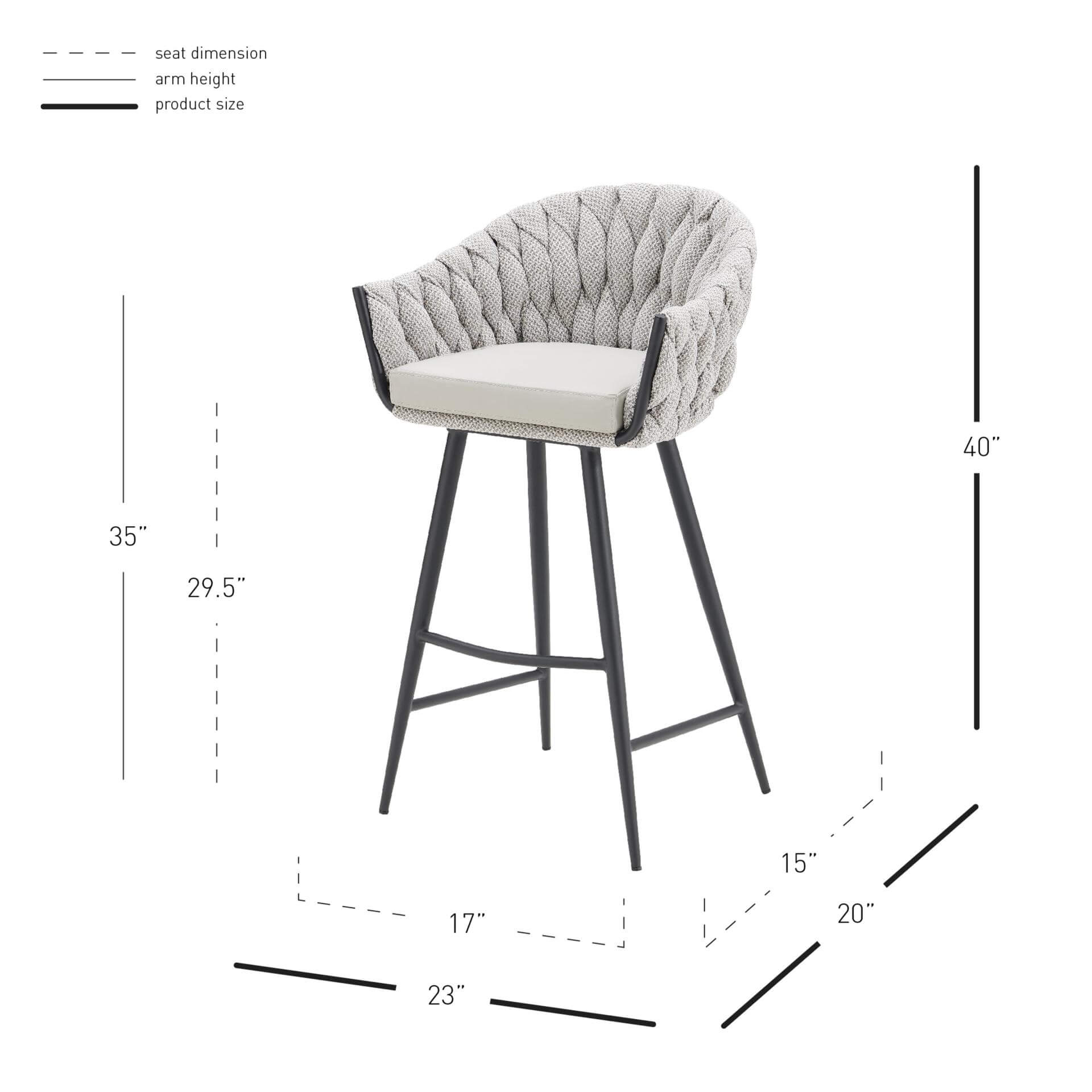 Fabian KD Fabric/PU Barstool