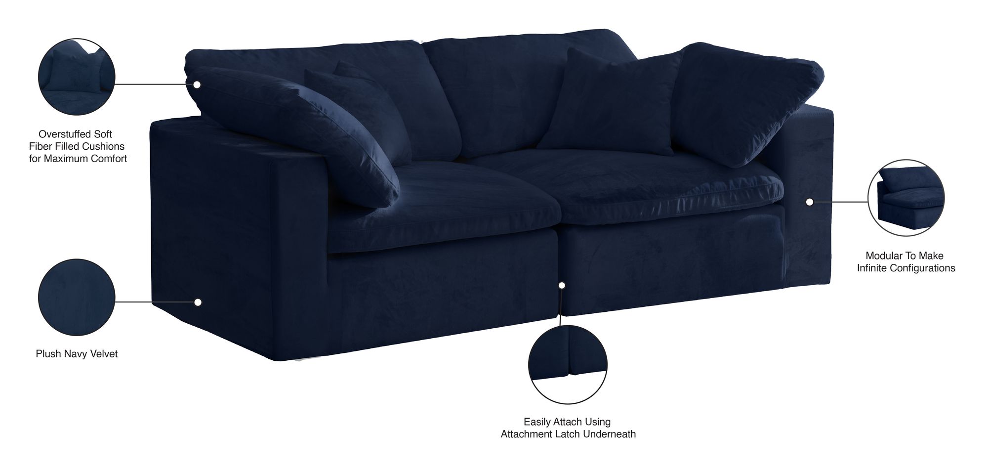 Cozy 80" Velvet Comfort Modular Sofa