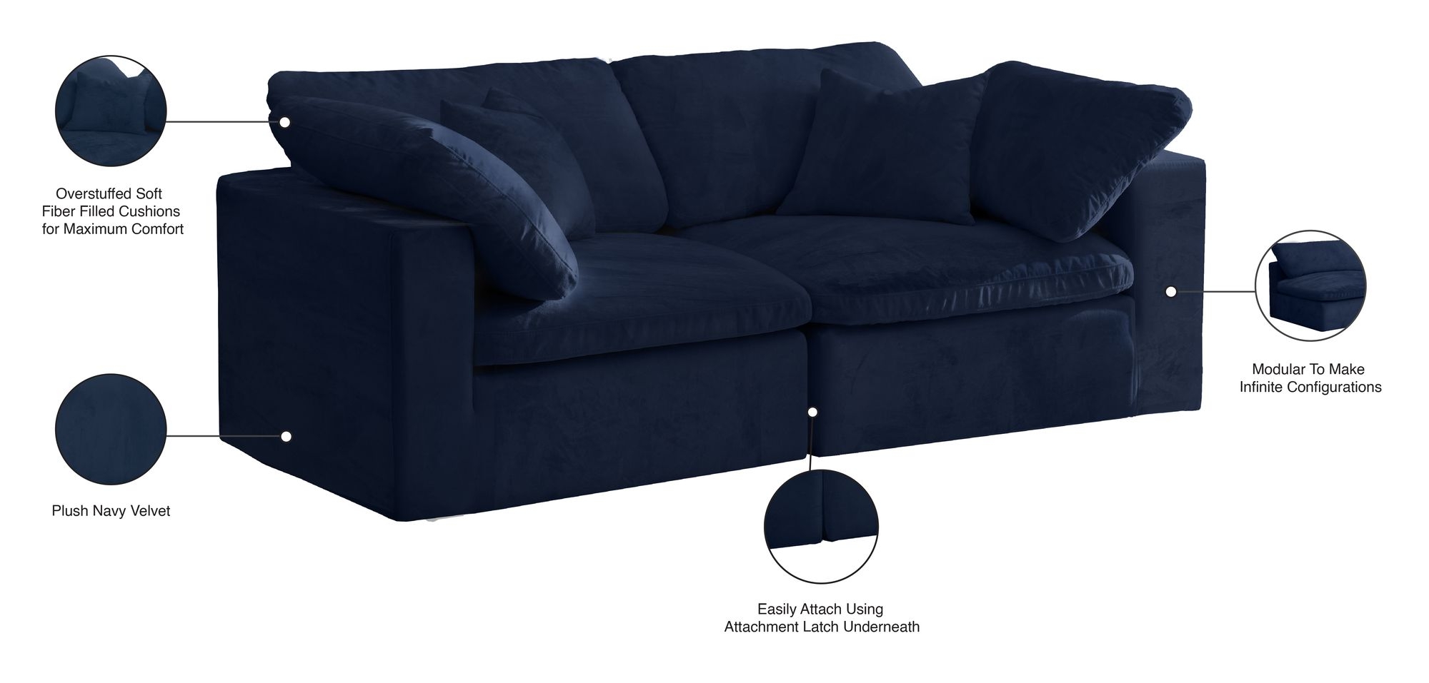 Cozy 80" Velvet Comfort Modular Sofa