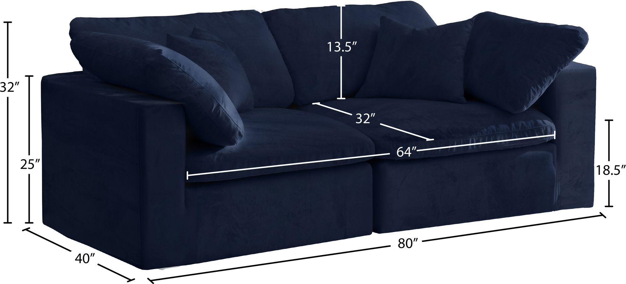 Cozy 80" Velvet Comfort Modular Sofa
