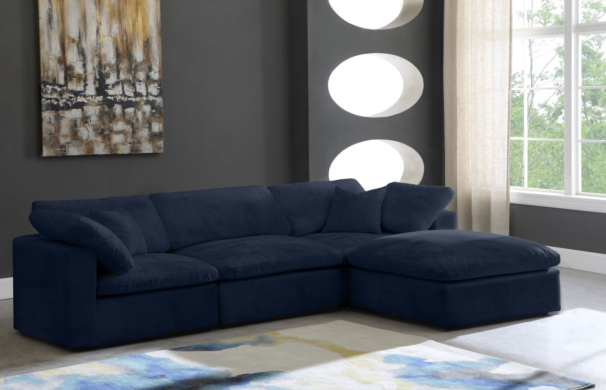 Cozy 119" 4-Piece Velvet Comfort Modular Sectional