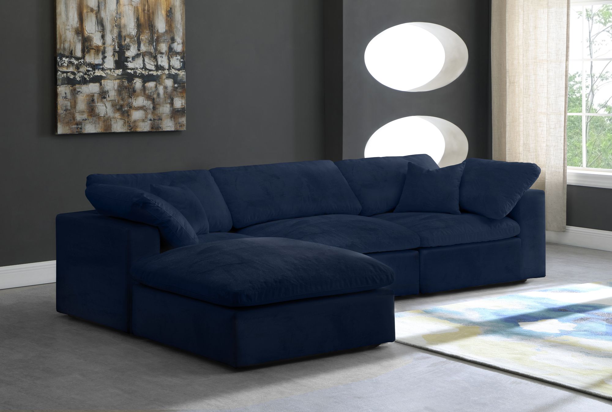 Cozy 119" 4-Piece Velvet Comfort Modular Sectional